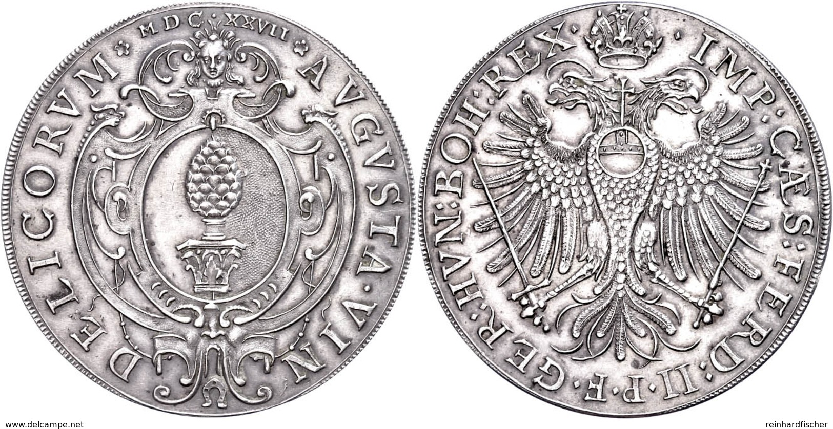 Schraubtaler, 1627, Mit Titel Ferdinand II., Av: Stadtpyr, Darum Umschrift. Rev: Gekrönter Doppeladler, Darum Umschrift. - Other & Unclassified