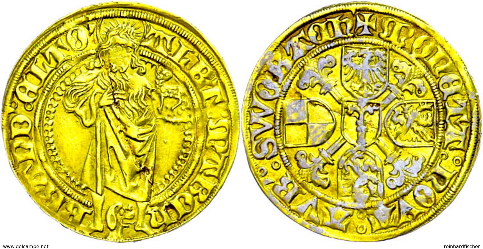 Goldgulden, O.J. (1464-1486), Albrecht Achilles, Fb. 304, Leichte Prägeschwäche, Klebestreifenrückstände, Gebrochen Und  - Unclassified