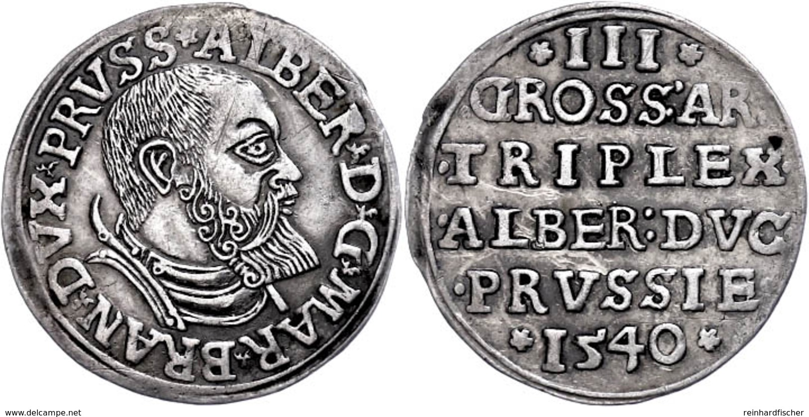 3 Gröscher, 1540, Albrecht Von Brandenburg, Vgl. Slg Marienburg 1172, Kratzer, Ss.  Ss - Altri & Non Classificati