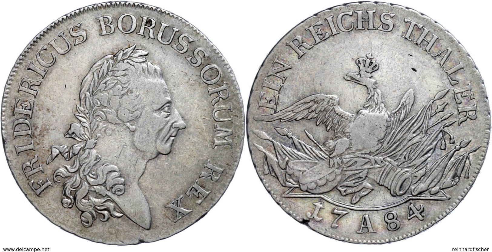 Taler, 1784, Friedrich II., Mzz A, Dav. 2590, Kl. Schrötlingsfehler Am Rand, Etwas Berieben, Ss.  Ss - Altri & Non Classificati