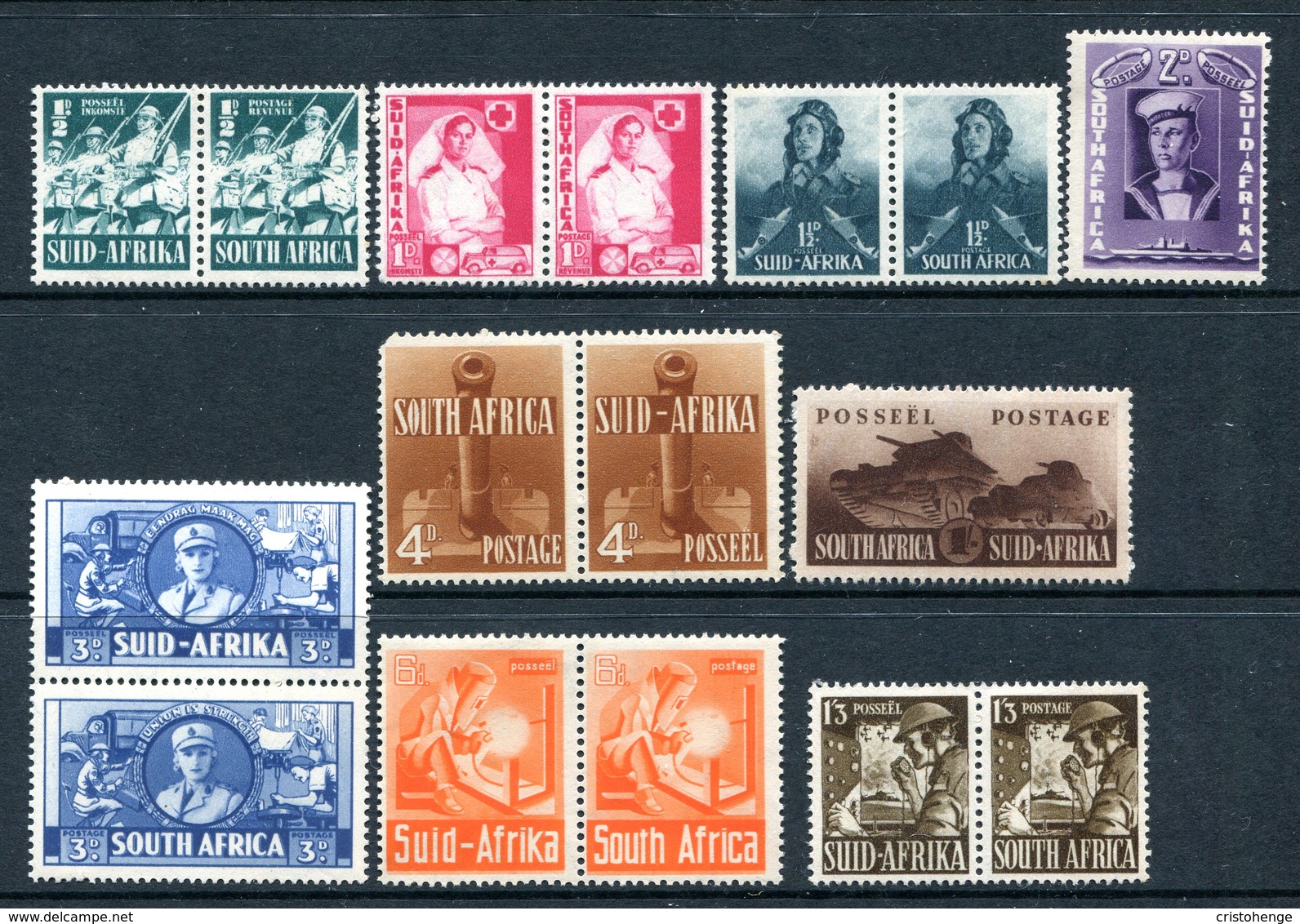 South Africa 1941-46 War Effort Set HM (SG 88-96) - Unused Stamps