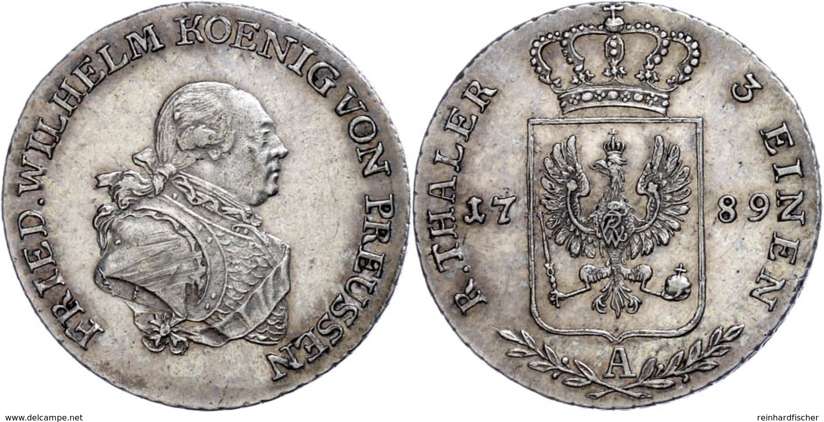 1/3 Taler, 1789, Friedrich Wilhelm II., Mzz A, Olding 4, Ss-vz.  Ss-vz - Altri & Non Classificati