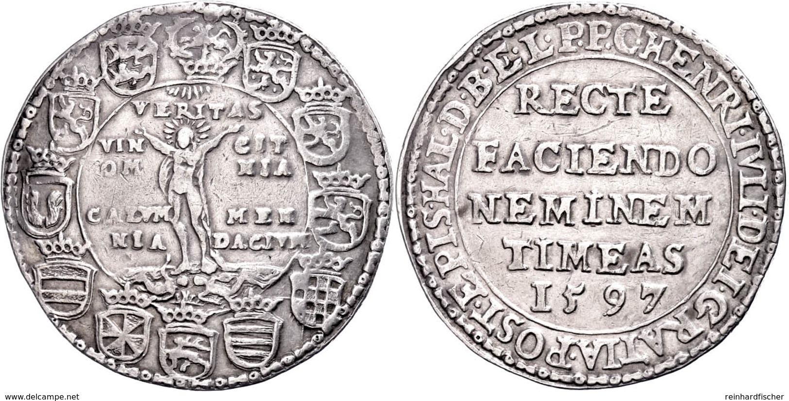 Taler, 1597, Heinrich Julius, Welter 629, Dav. 9091, Kl. Kratzer Auf Dem Revers, Ss.  Ss - Other & Unclassified