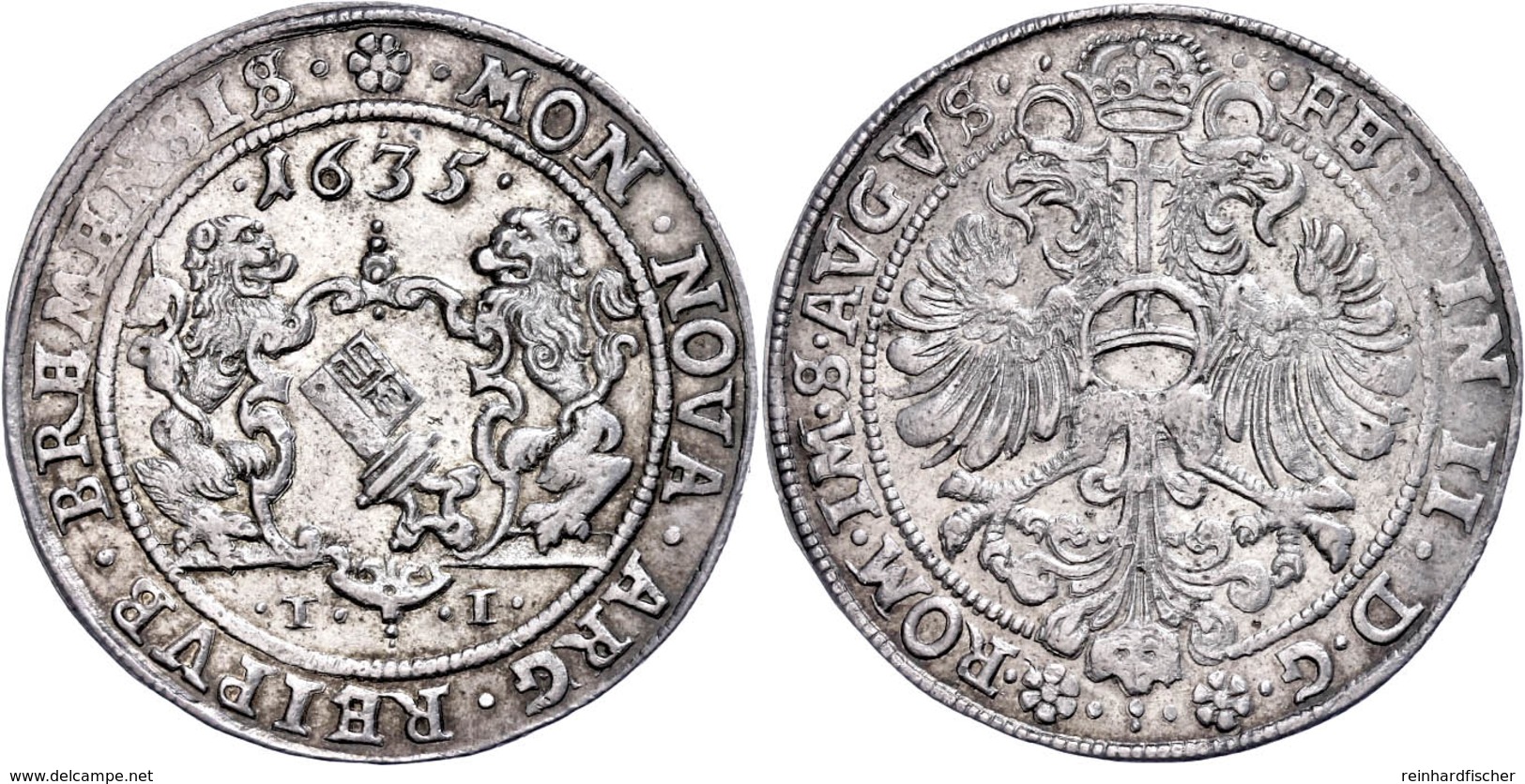 Taler, 1635, Mit Titel Ferdinand II., Jungk 474, Dav. 5096, Leichte Prägeschwäche, Ss-vz.  Ss-vz - Other & Unclassified