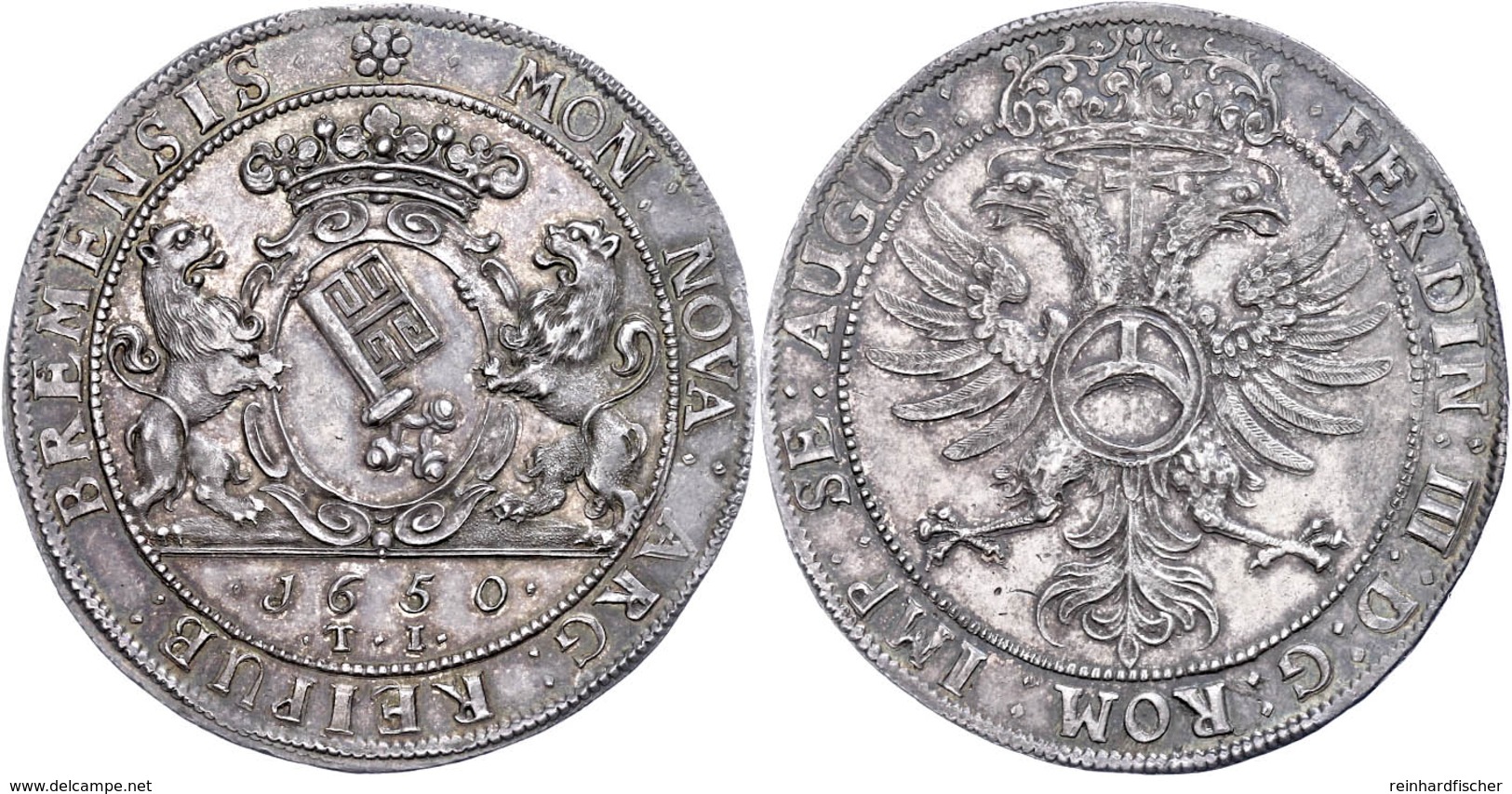 Taler, 1650, Mit Titel Ferdinand III., Jungk 484, Dav. 5102, Schöne Patina, Vz+. - Other & Unclassified