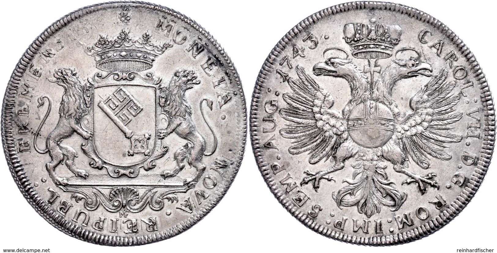 Taler, 1743, Mit Titel Karl VII., Dav. 2049, Jungk 511, Kl. Doppelschlag, Ss-vz.  Ss-vz - Other & Unclassified