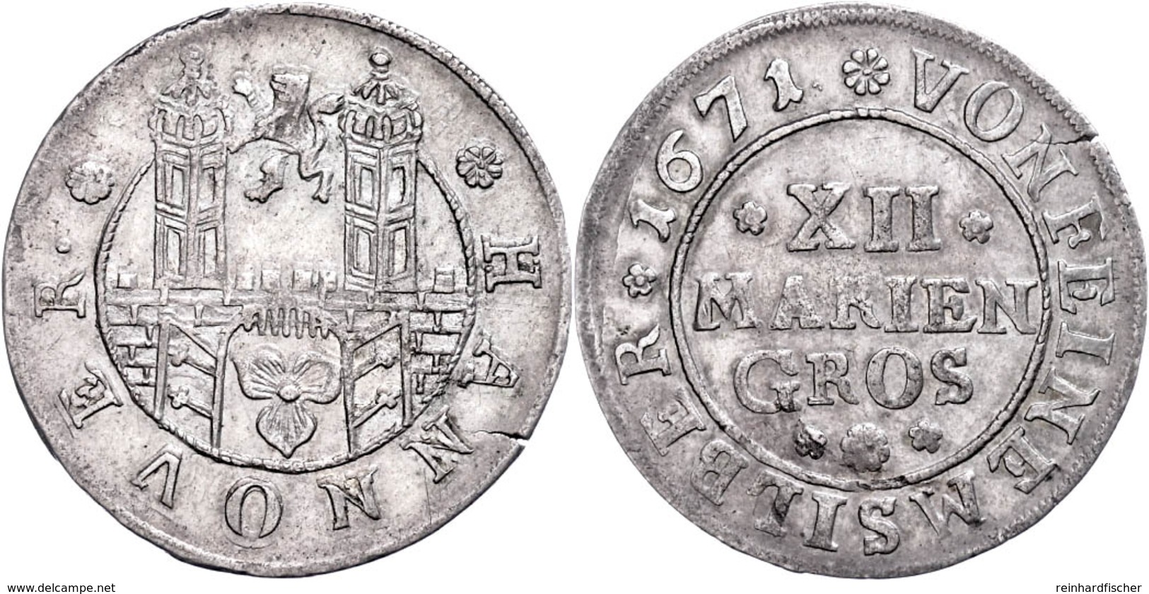 12 Mariengroschen, 1671, Buck/Meier 281, Kl. Schrötlingsriss, Ss.  Ss - Other & Unclassified