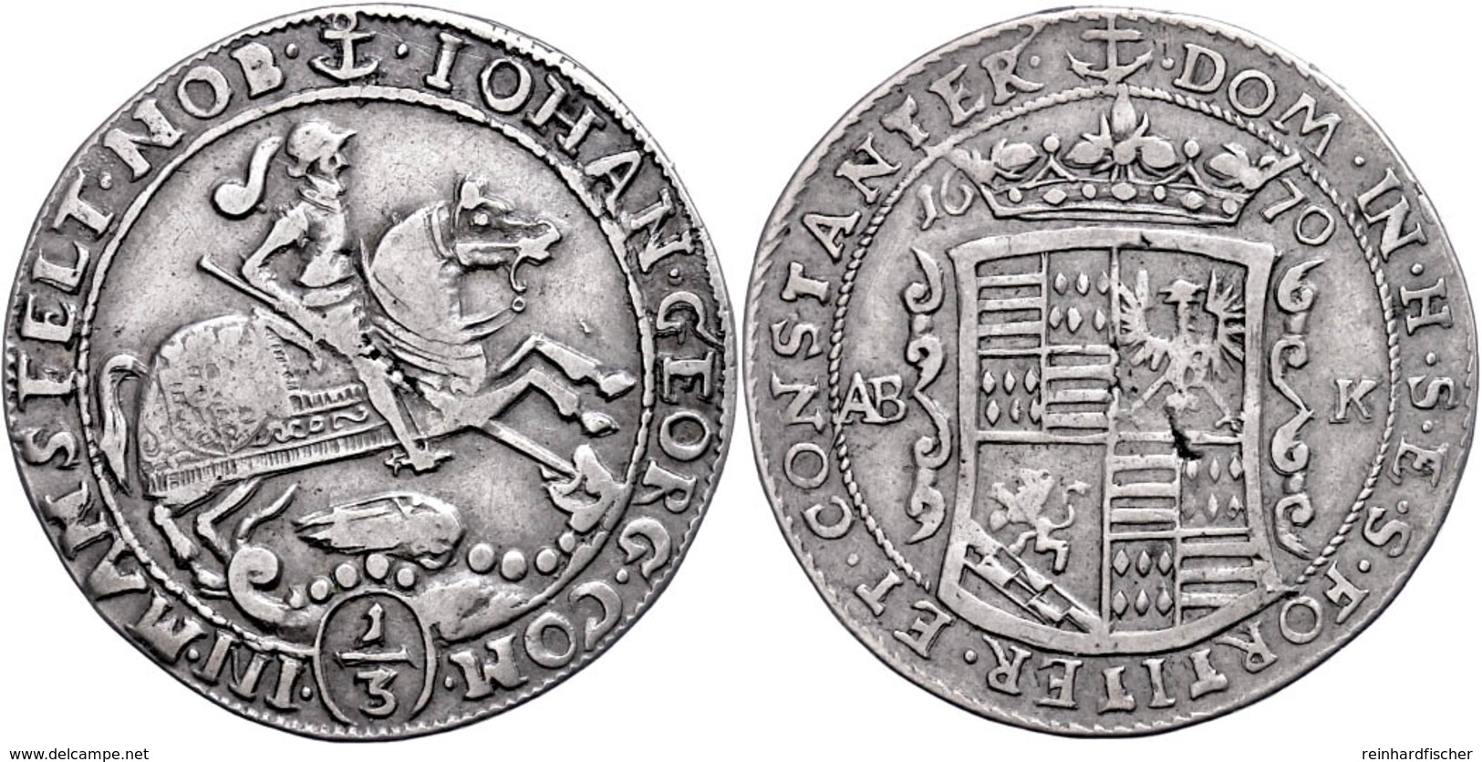 1/3 Taler, 1672, Johann Georg III., Tornau 499, Kl. Schrötlingsfehler Im Zentrum, Ss.  Ss - Sonstige & Ohne Zuordnung