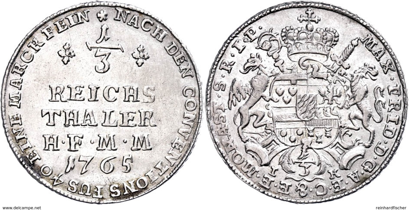 1/3 Taler (1/4 Konventionstaler), 1765, Max Friedrich Von Königseck, Schulze 265, Ss.  Ss - Other & Unclassified