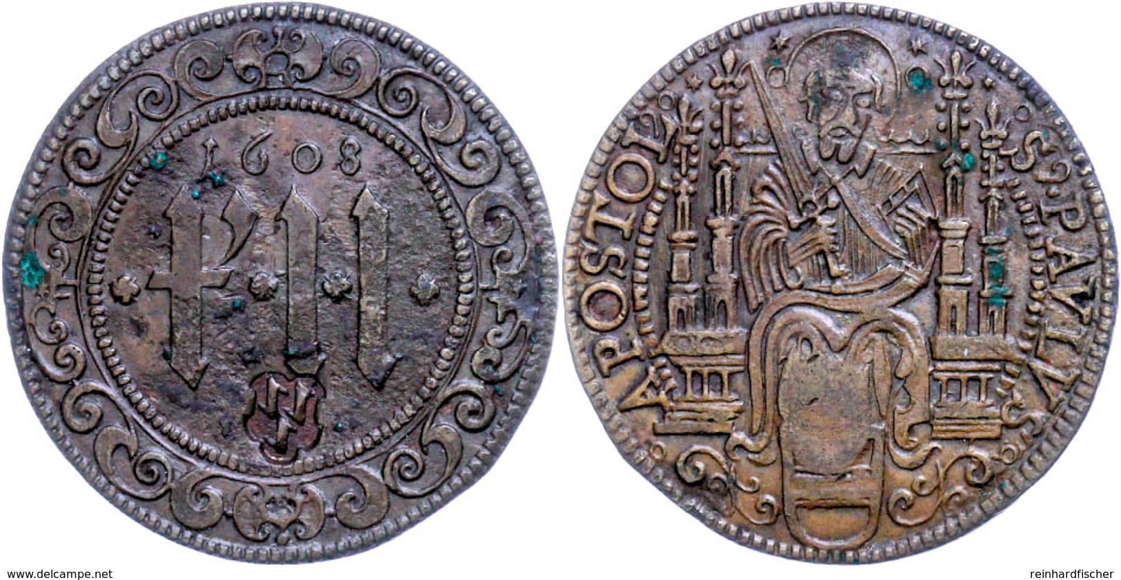 12 Pfennig, 1608, Mit Gegenstempel (3 Wolfsangeln) Auf Der Rückseite, Weingarten 10, Weinrich 31, Ss.  Ss - Altri & Non Classificati