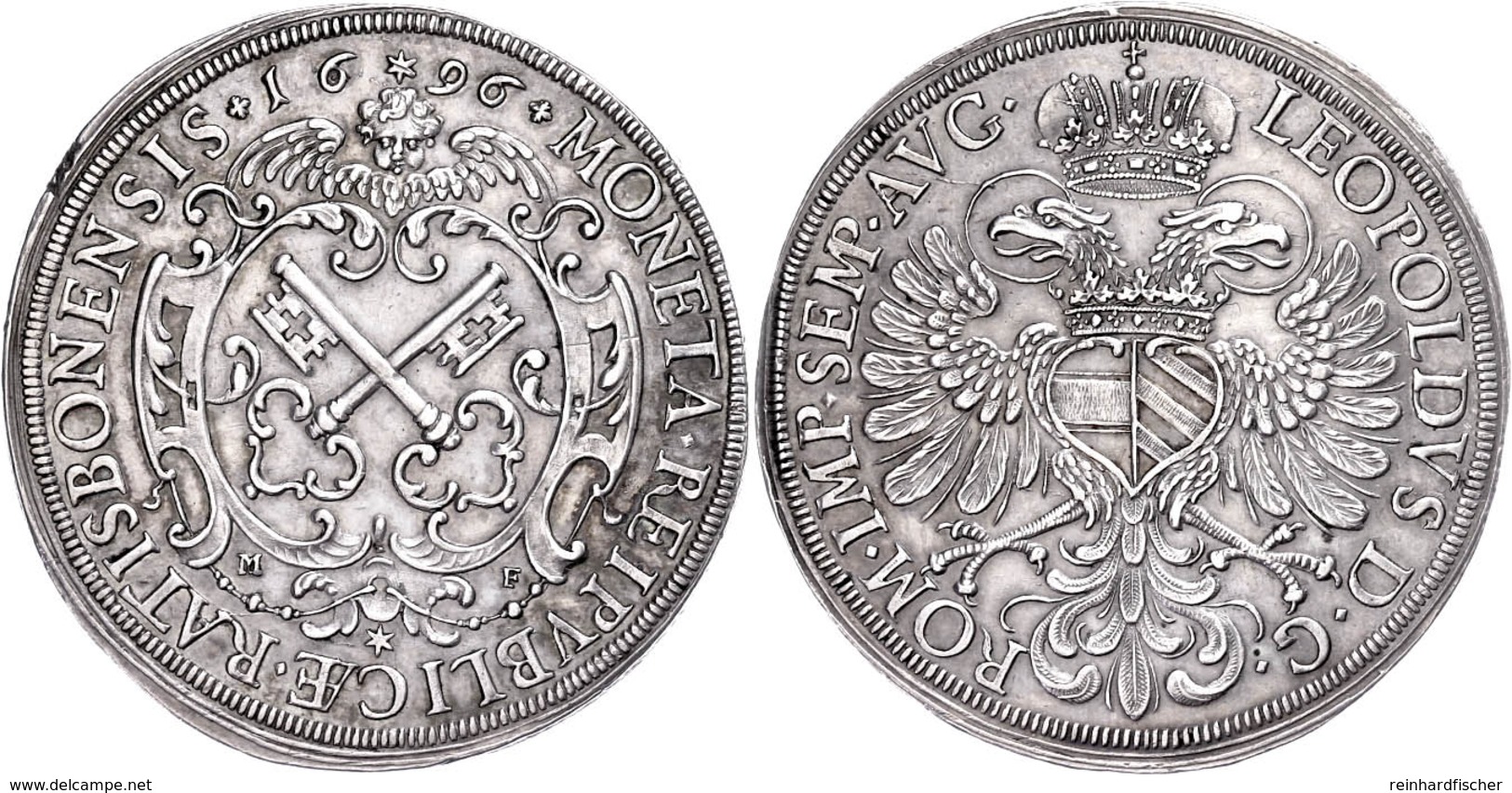 Taler, 1696, Mit Titel Leopold I., Dav. 5773, Schrötlingsfehler Am Rand, Vz.  Vz - Other & Unclassified