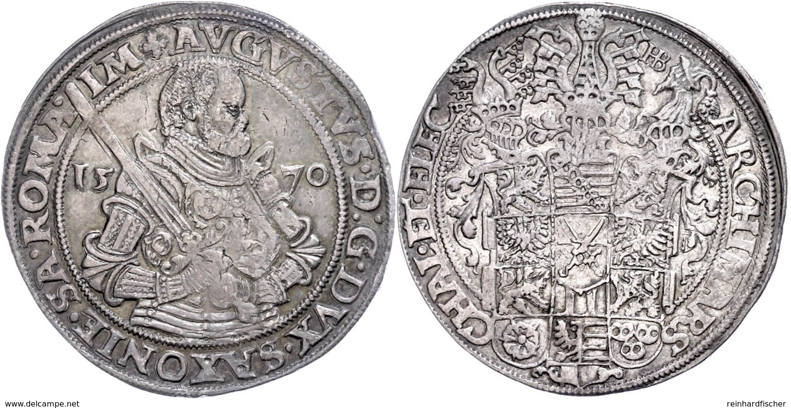 Taler, 1570, August, Schnee 721, Dav. 9798, Kl. Schrötlingsfehler, Randfehler, Schöne Patina, Ss-vz.  Ss-vz - Other & Unclassified