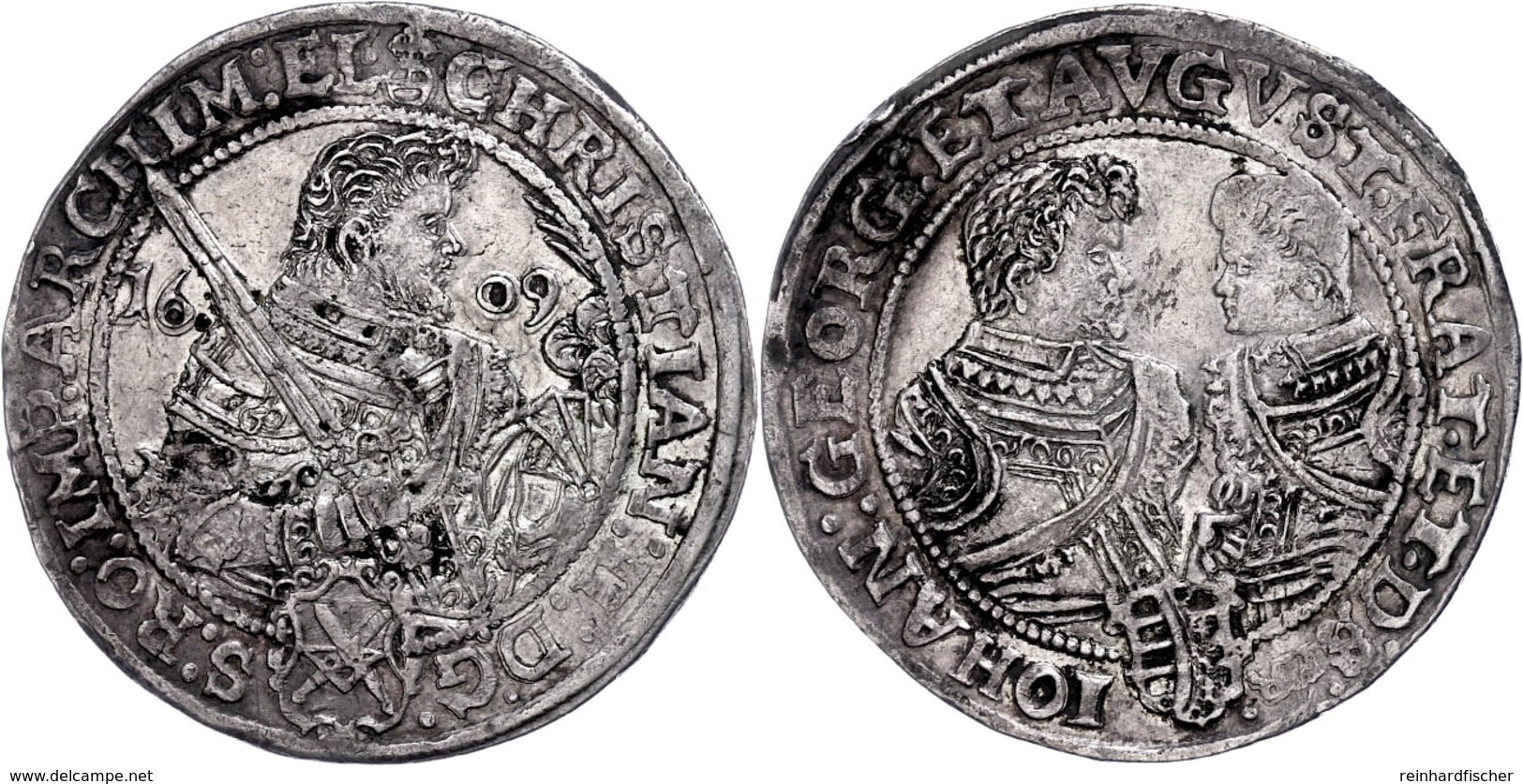 Taler, 1609, Christian II., Johann Georg I. Und August, Schnee 767, Dav. 7566, Leichte Prägeschwäche Und Randfehler, Ss. - Other & Unclassified