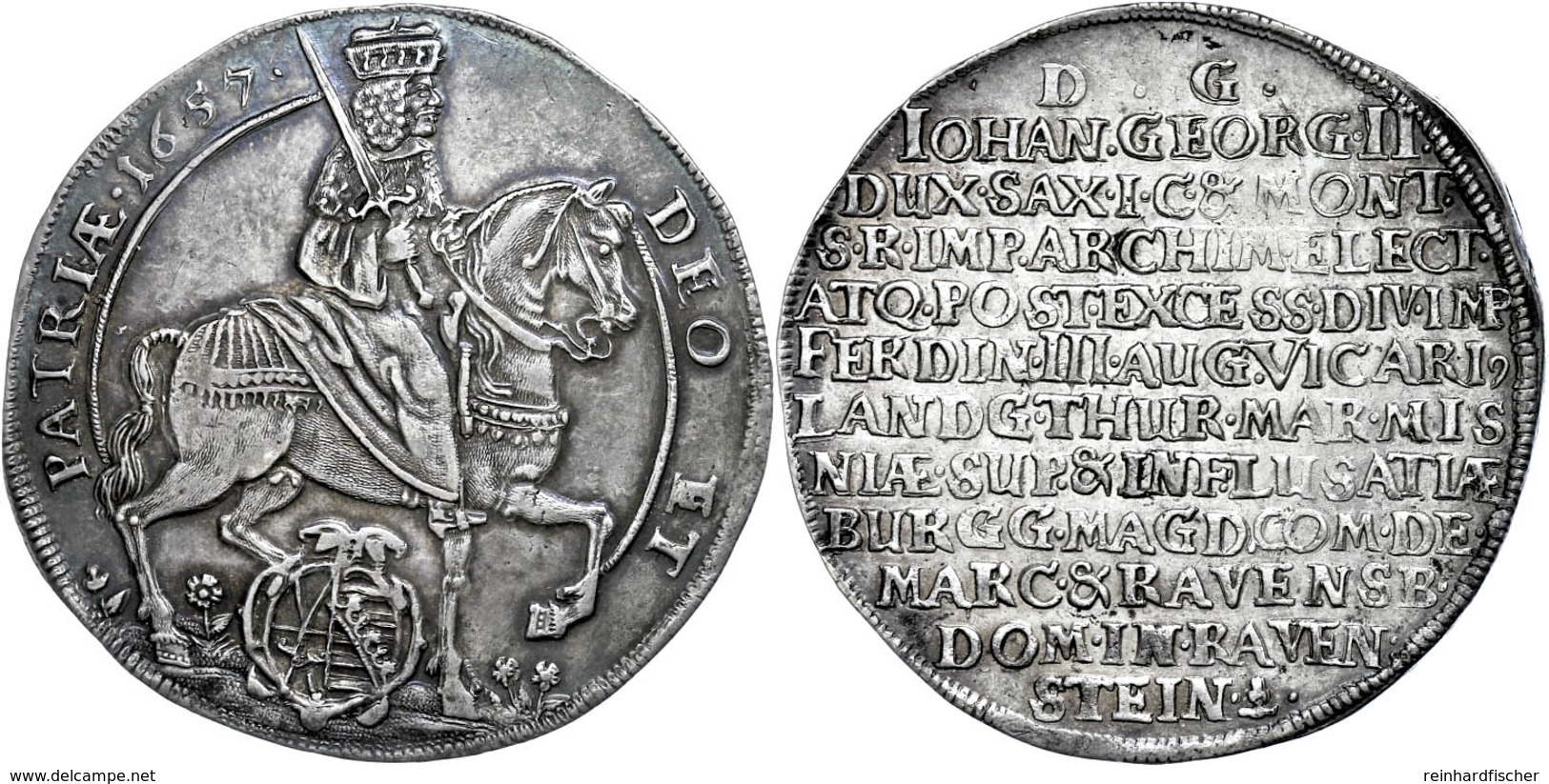 Taler, 1657, Johann Georg II., Auf Das Vikariat, Dav. 7630, Schnee 901, Schöne Patina, Ss-vz.  Ss-vz - Altri & Non Classificati