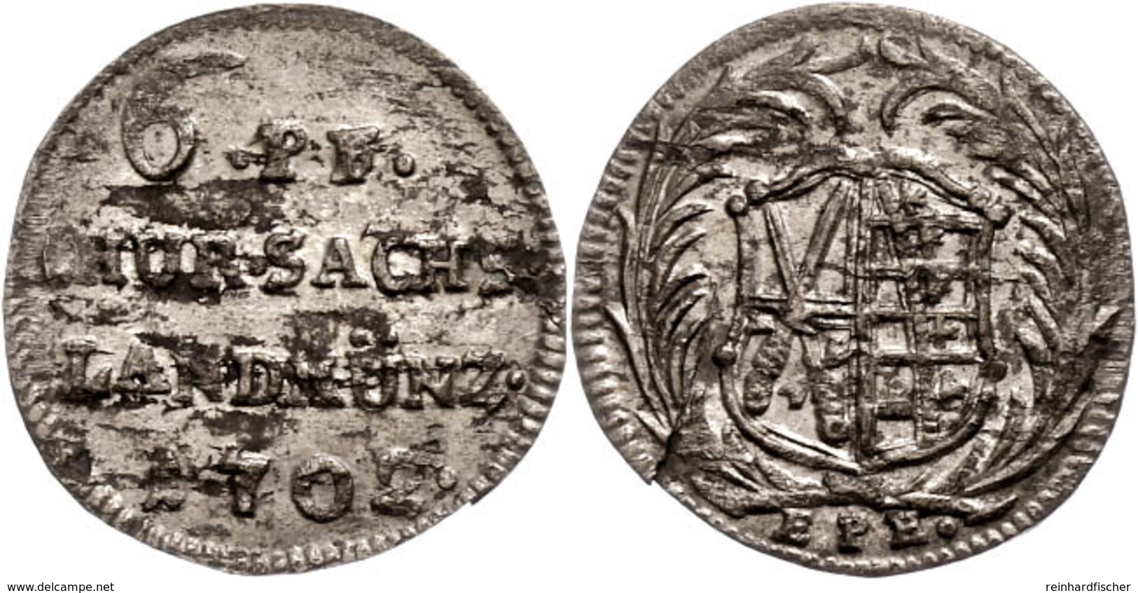 6 Pfennig, 1702, Friedrich August I., Kohl 418, Kahnt 196, Schrötlingsfehler, Riss, Vz-st.  Vz-st - Other & Unclassified