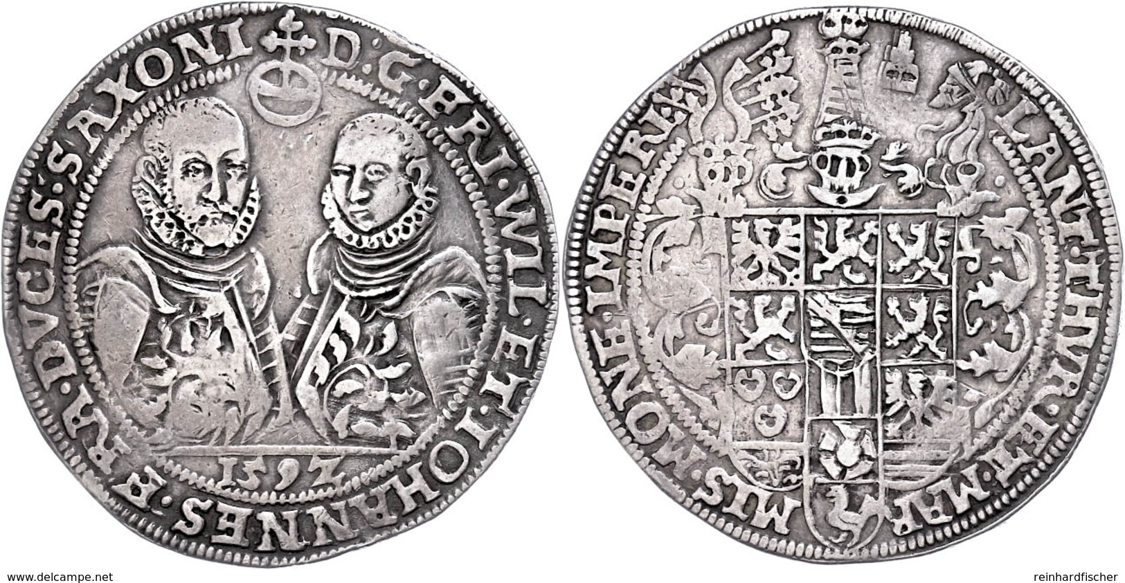 Taler, 1592, Friedrich Wilhelm I. Und Johann, Saalfeld, Schnee 245, Dav. 9774, Ss.  Ss - Altri & Non Classificati