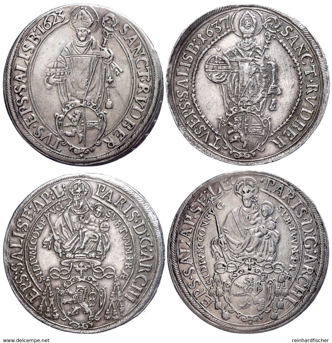 2 X Taler, 1623 Und 1637, Paris Graf Von Lodron, Zöttl 1474/1488, Probszt 1195/1215, Jeweils Felder Bearbeitet Und Hsp., - Other & Unclassified