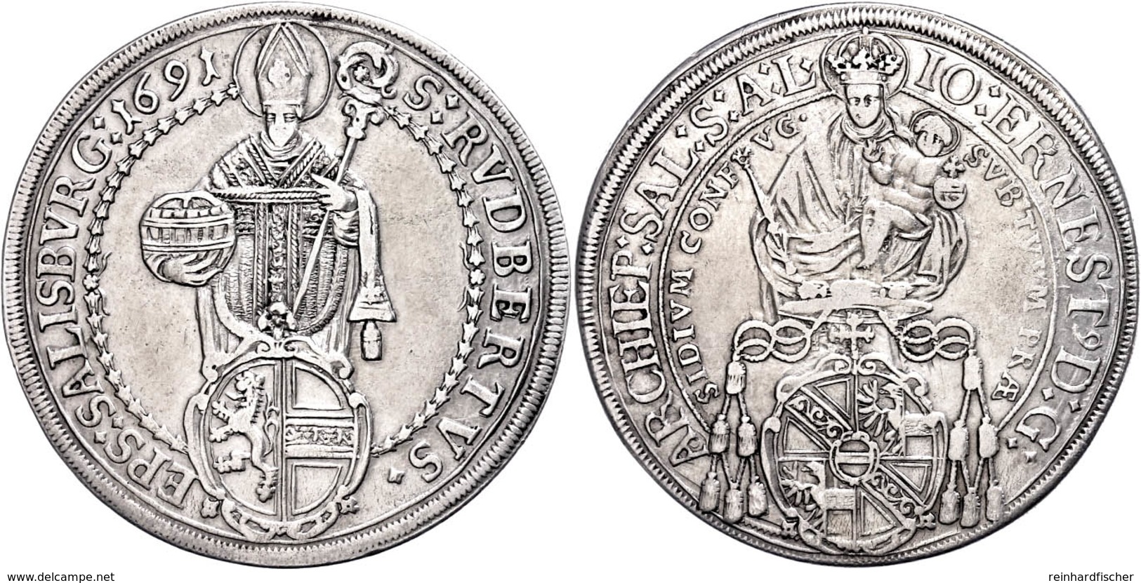 Taler, 1691, Johann Ernst Graf Von Thun Und Hohenstein, Zöttl 2163, Probszt 1797, Ss.  Ss - Altri & Non Classificati