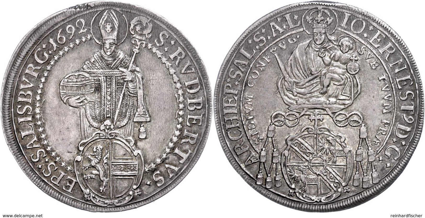 Taler, 1692, Johann Ernst Graf Von Thun Und Hohenstein, Zöttl 2164, Probszt 1798, Kl. Schrötlingsfehler Am Rand, Schöne  - Other & Unclassified