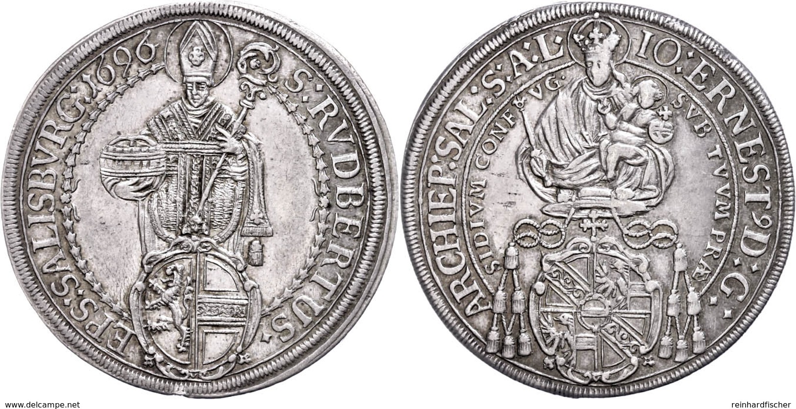 Taler, 1696, Johann Ernst Graf Von Thun Und Hohenstein, Zöttl 2168, Probszt 1802, Kl. Rf., Avers Vz, Revers Ss+. - Other & Unclassified