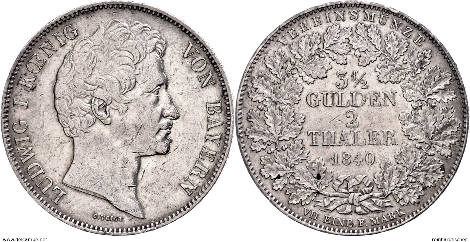 Doppeltaler, 1840, Ludwig I., AKS 73, J. 64, Kl. Rf., Ss.  Ss - Other & Unclassified