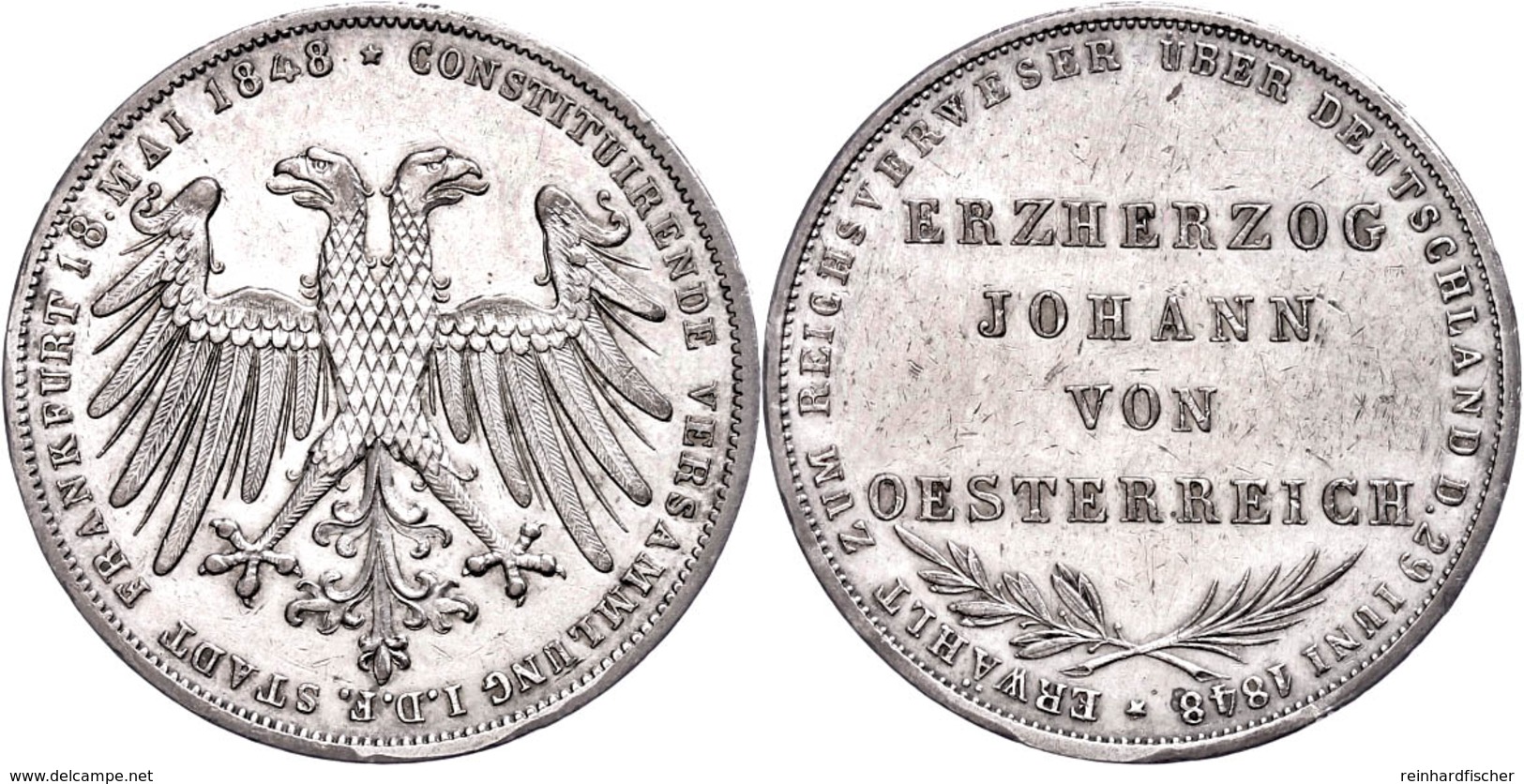 Doppelgulden, 1848, Erzherzog Johann Von Österreich, AKS 39, J. 46, Berieben, Kl. Rf., Vz  Vz - Other & Unclassified