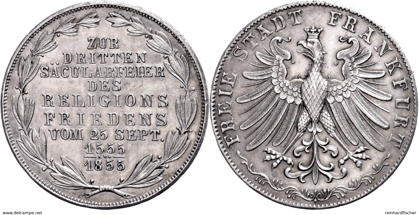 Doppelgulden, 1855, Säcularfeier, AKS 42, J. 49, Avers Min Berieben, Vz  Vz - Other & Unclassified