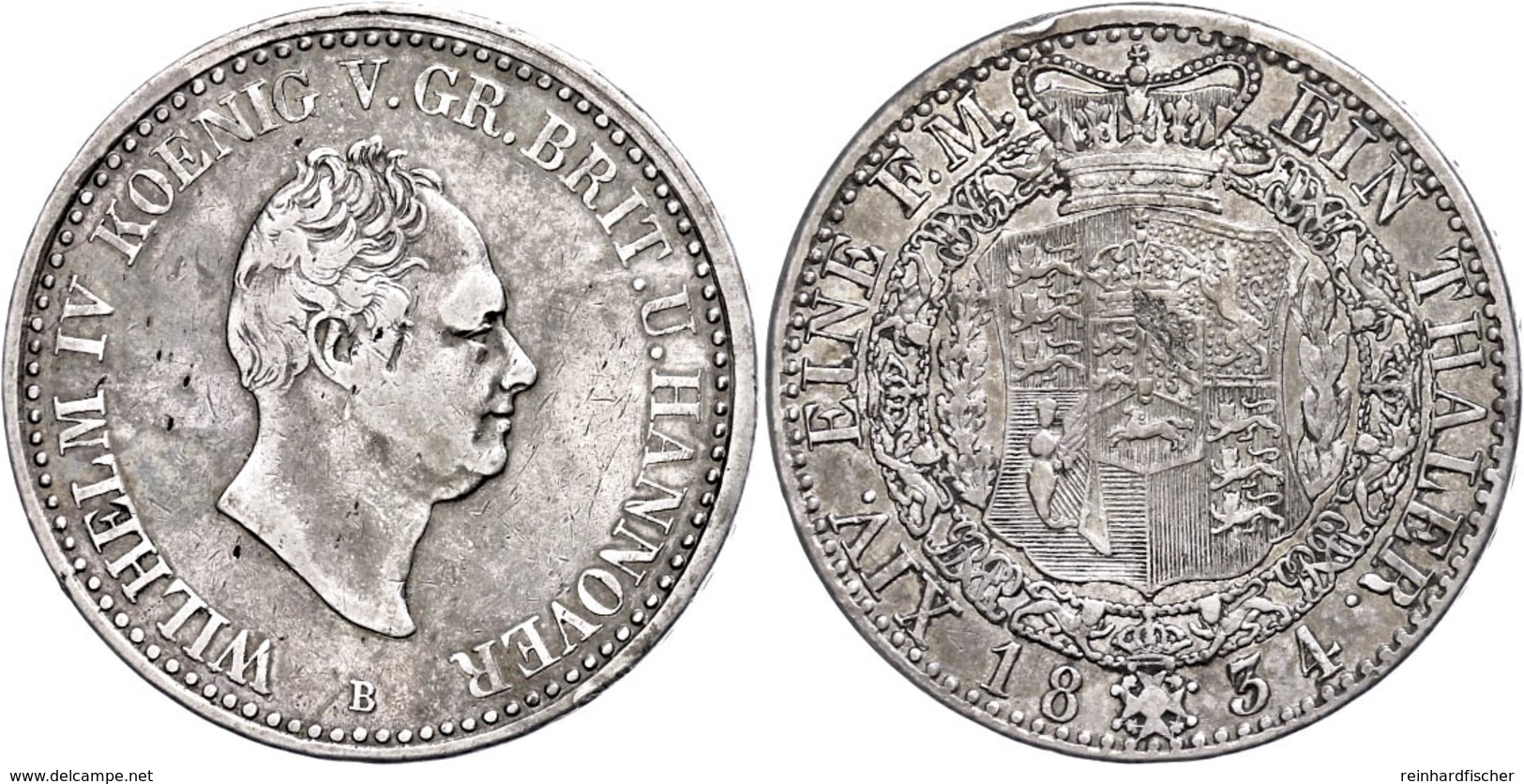 Taler, 1834, Wilhelm IV., AKS 62, J. 49, Randfehler, Ss.  Ss - Hanover