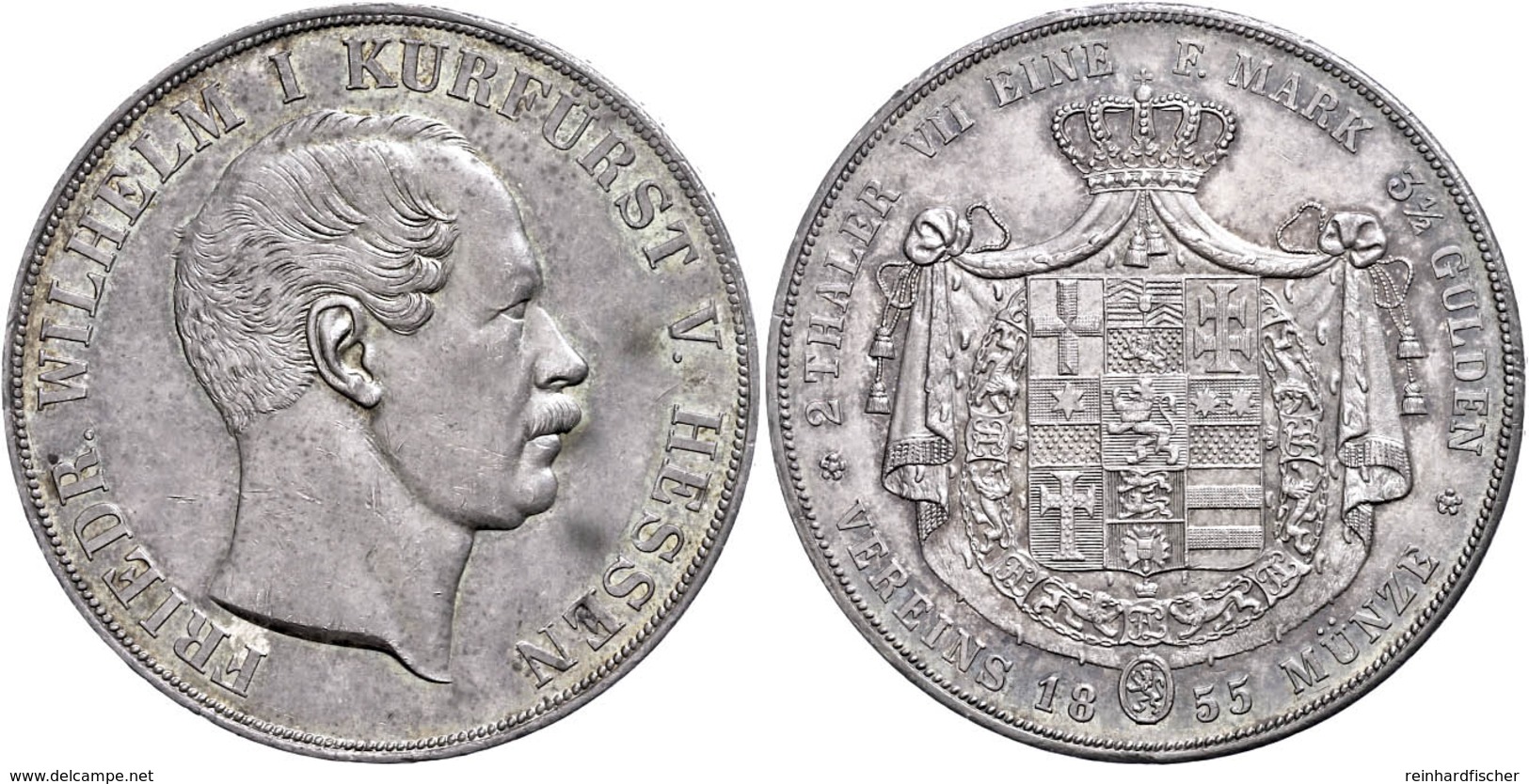 Doppeltaler, 1855, Friedrich Wilhelm I., Ohne CP Im Halsabschnitt, AKS 60, Kl. Rf., Schöne Patina, Vz.  Vz - Altri & Non Classificati