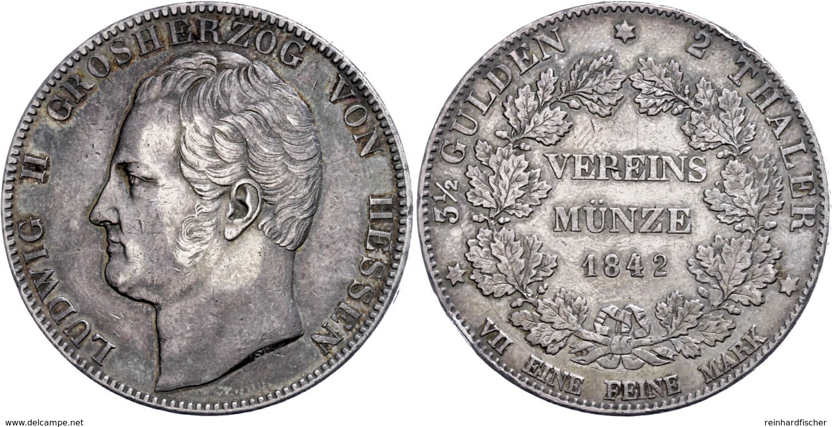 Doppeltaler, 1842, Ludwig II., Randfehler, Ss.  Ss - Other & Unclassified