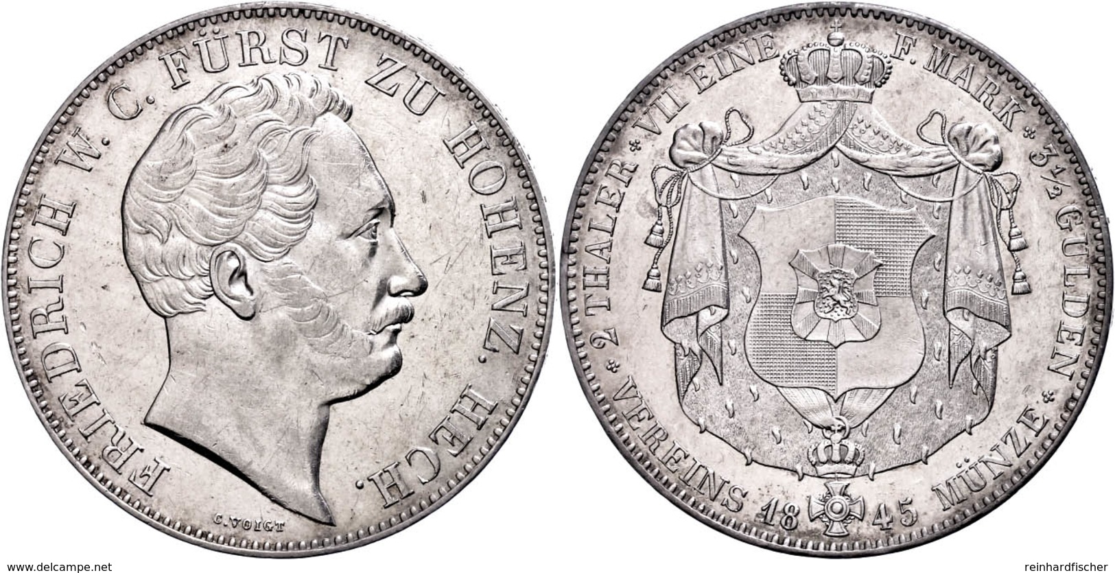 Doppeltaler, 1845, Friedrich Wilhelm Constantin, Auflage Nur 1000 Stück, AKS 2, J. 7, Wz. Rf., Vz.  Vz - Altri & Non Classificati