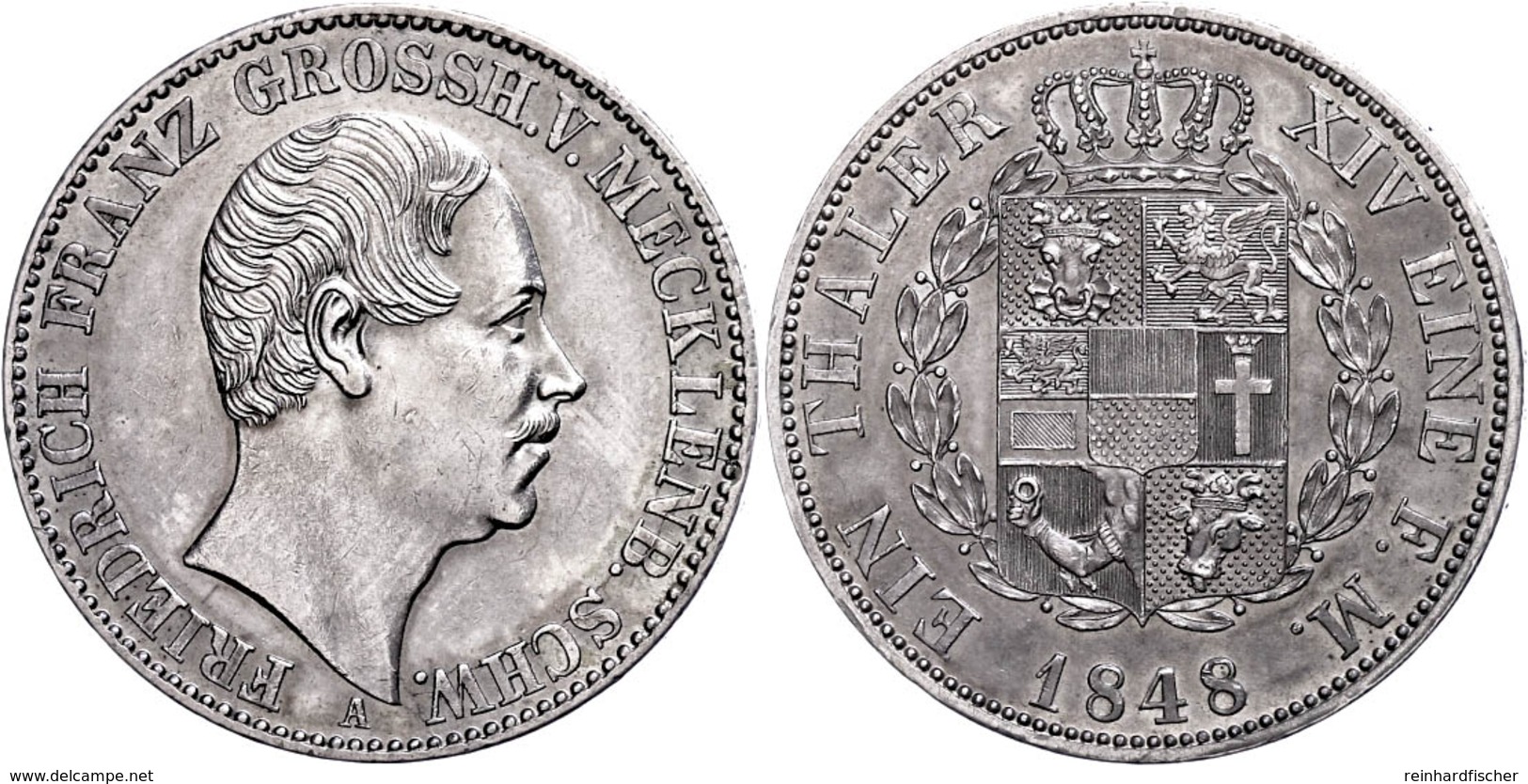 Taler, 1848, Friedrich Franz II., AKS 37, J. 55, Vz.  Vz - Mecklenburg-Schwerin