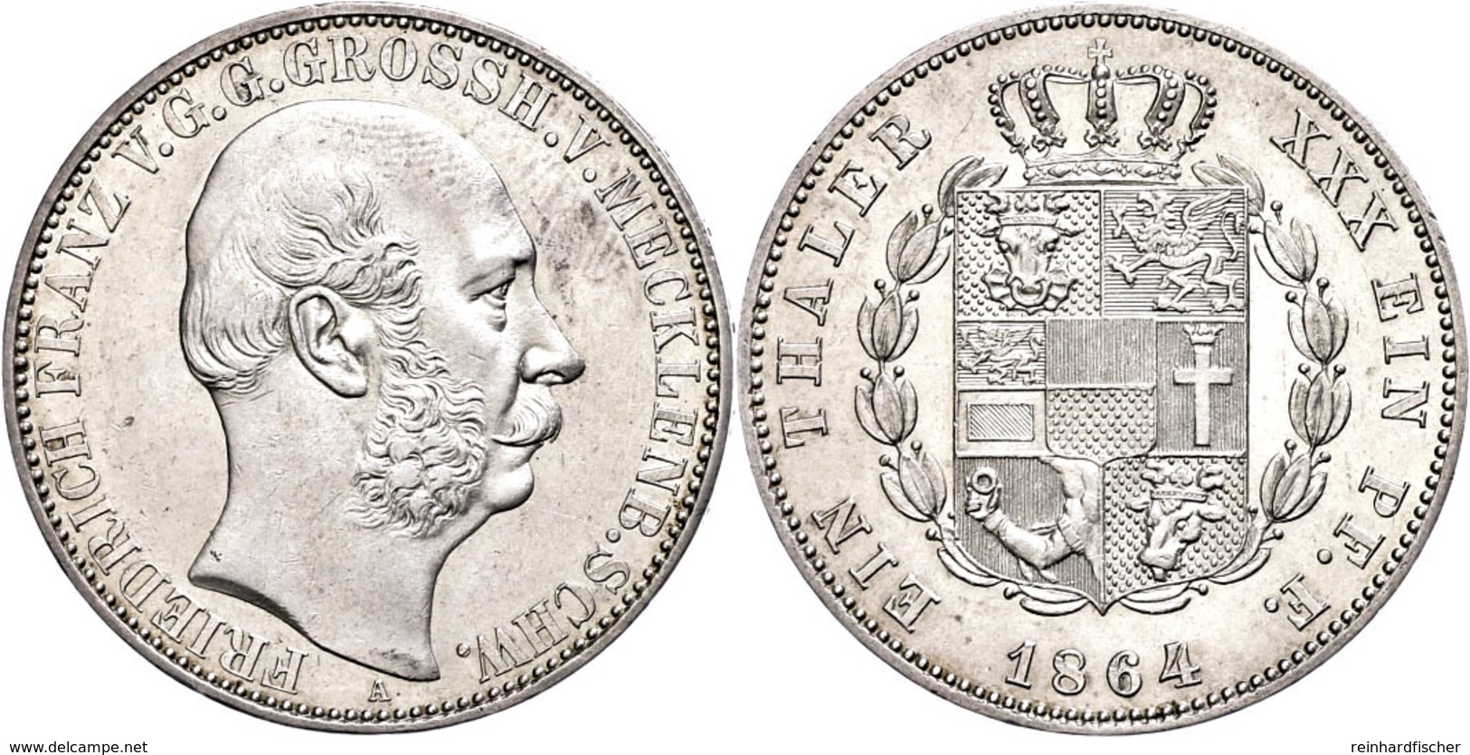 Taler, 1864, Friedrich Franz II., AKS 38, J. 58, Kl. Rf., F. Vz. - Mecklenburg-Schwerin