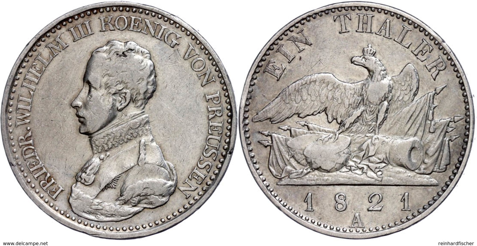 Taler, 1821, Friedrich Wilhelm III., Mzz A, AKS 13, J. 37, Kl. Rf., Ss.  Ss - Other & Unclassified