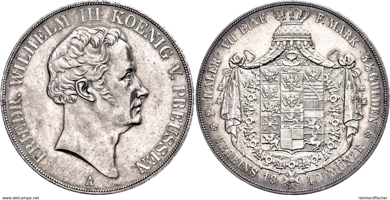Doppeltaler, 1840, Friedrich Wilhelm III., AKS 9, J. 64, Kl. Rf., Vz.  Vz - Other & Unclassified
