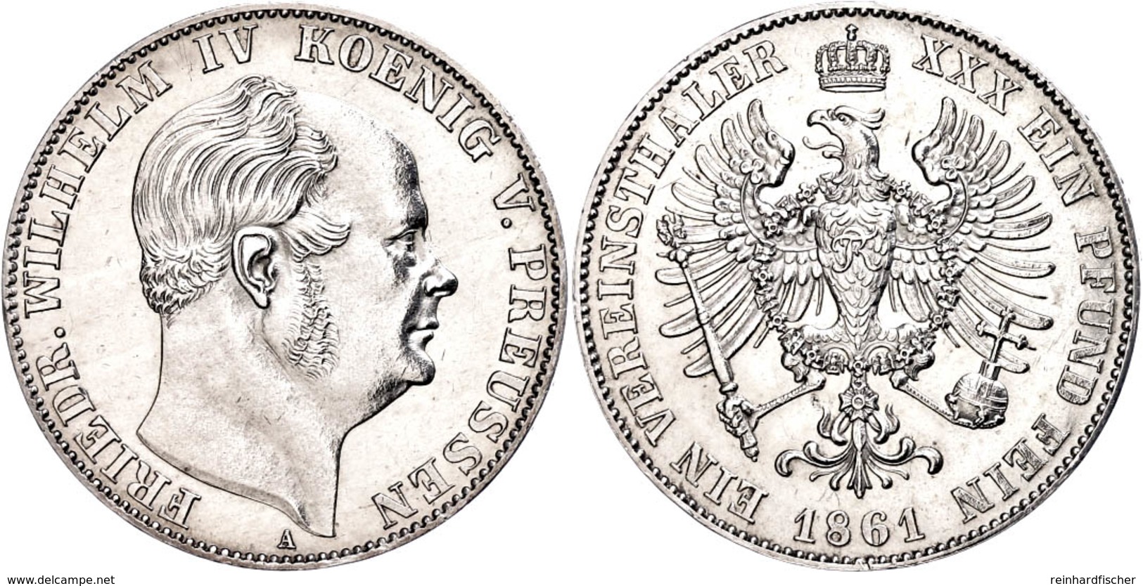 Taler, 1861, Friedrich Wilhelm IV., AKS 78, J. 84, Wz. Kratzer, Vz-st.  Vz-st - Altri & Non Classificati