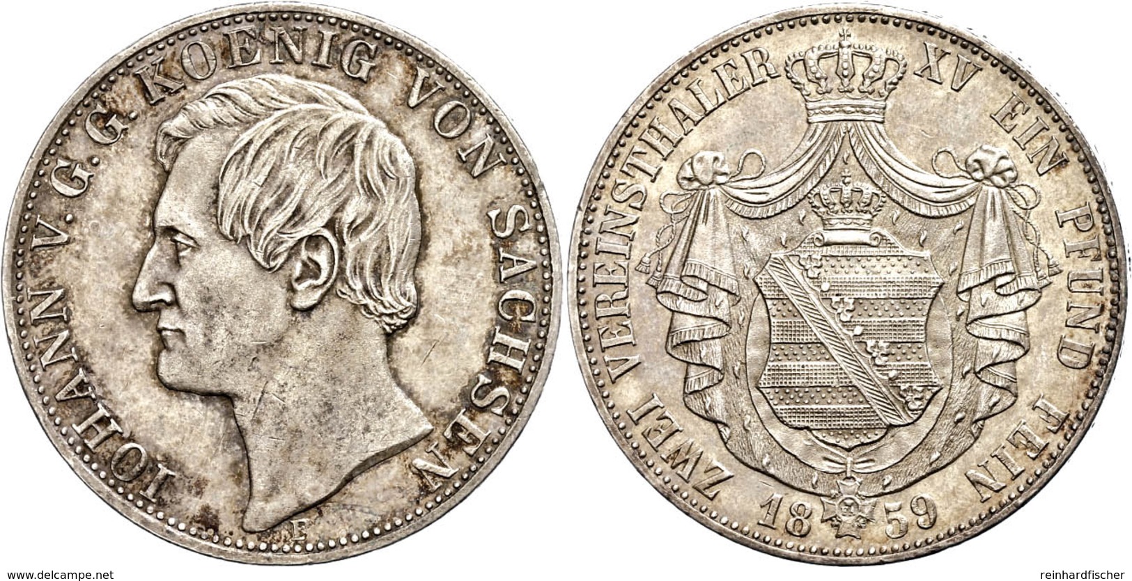 Doppeltaler, 1859, Johann, AKS 126, J. 889, Kl. Rf., Vz.  Vz - Altri & Non Classificati