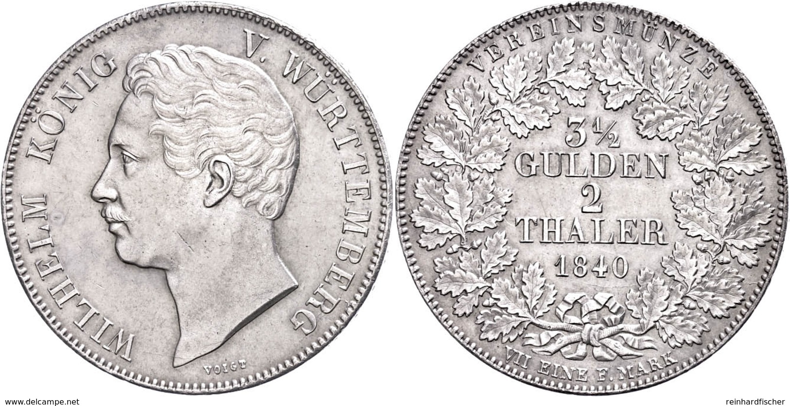 Doppeltaler, 1840, Wilhelm I., AKS 62, J. 71, Kl. Rf., Vz+. - Altri & Non Classificati