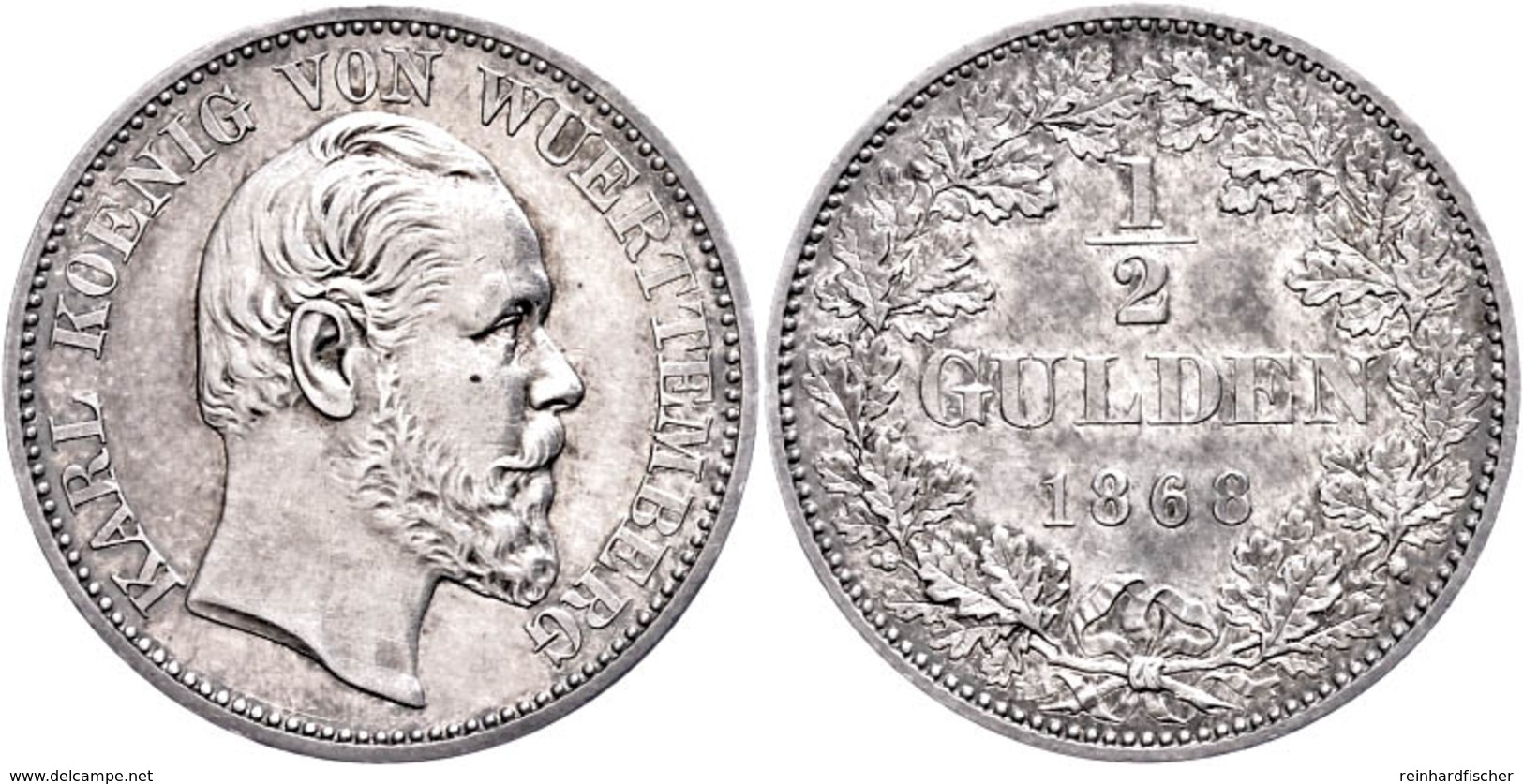 1/2 Gulden, 1868, Karl, AKS 127, J. 84, Vz.  Vz - Altri & Non Classificati