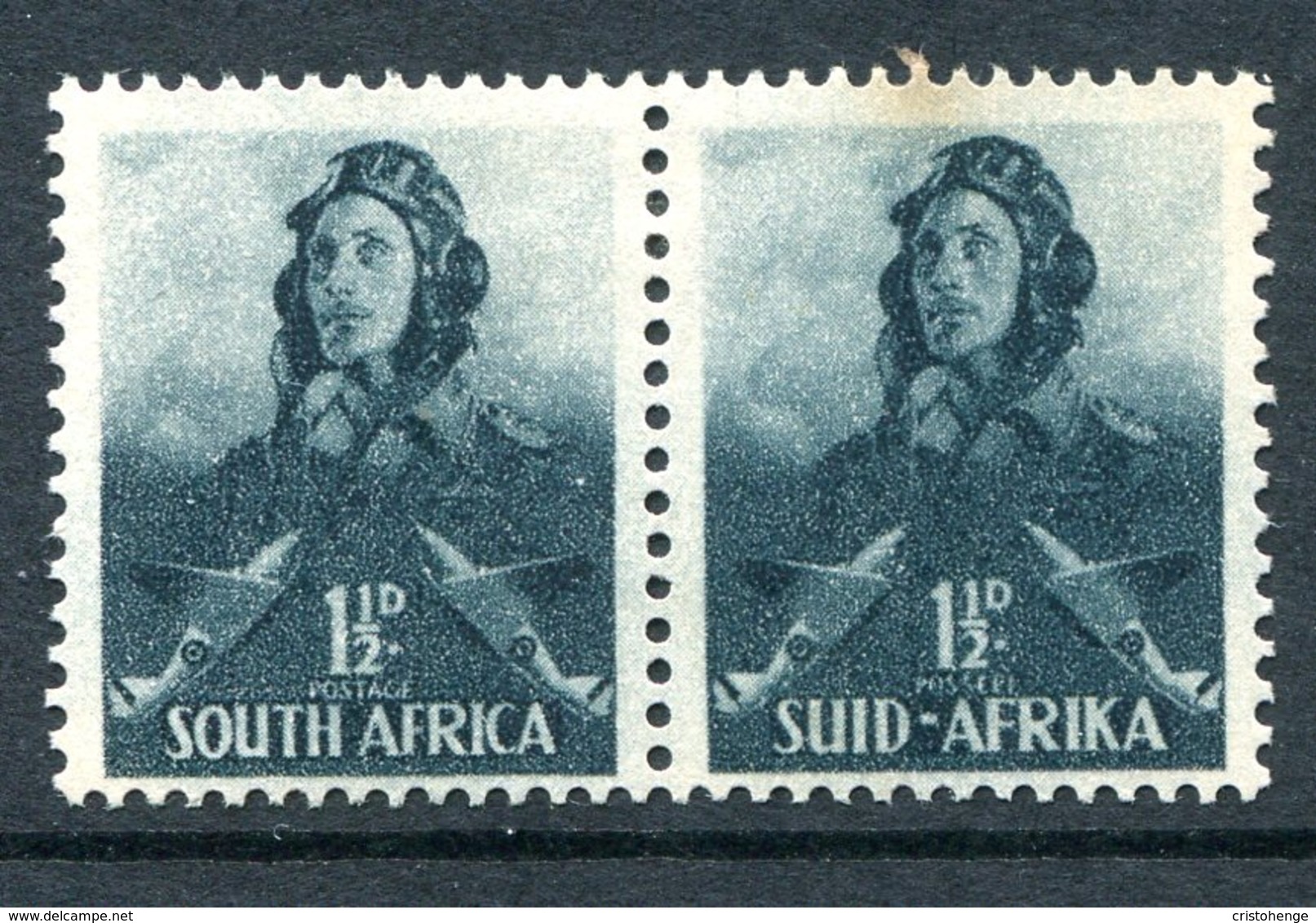 South Africa 1941-46 War Effort - 1½d Airman LHM (SG 90) - Tone Spot - Unused Stamps