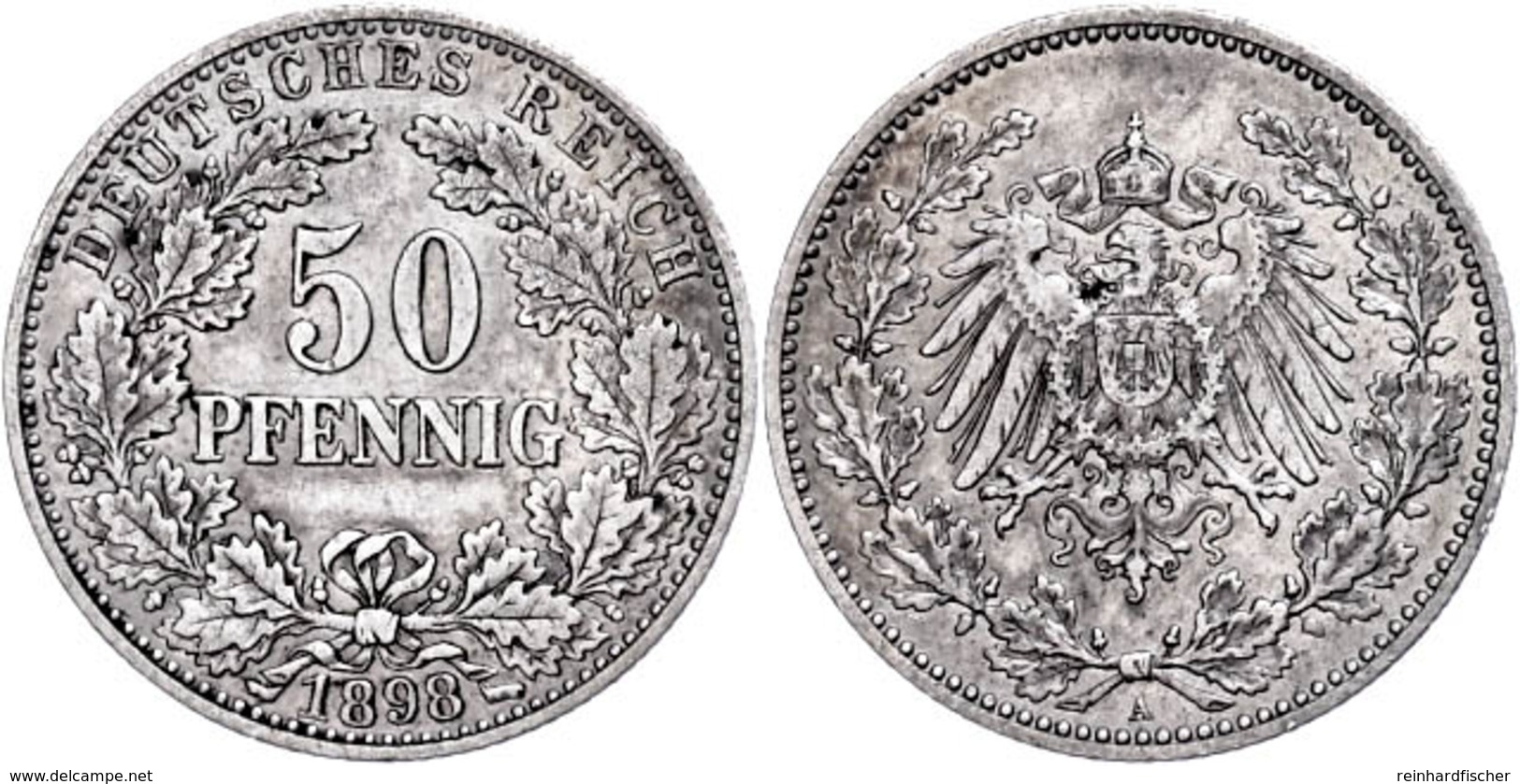 50 Pfennig, 1898, Großer Adler, Mzz A, Ss., Katalog: J. 15 Ss - Altri & Non Classificati