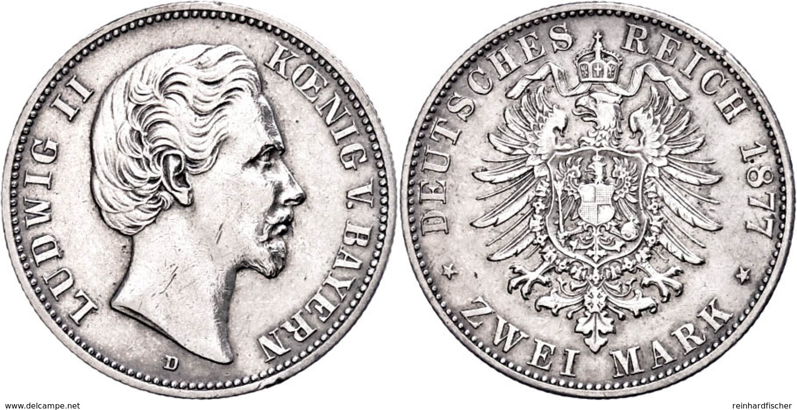 2 Mark, 1877, Ludwig II., Kl. Rf., Ss-vz., Katalog: J. 41 Ss-vz - Autres & Non Classés