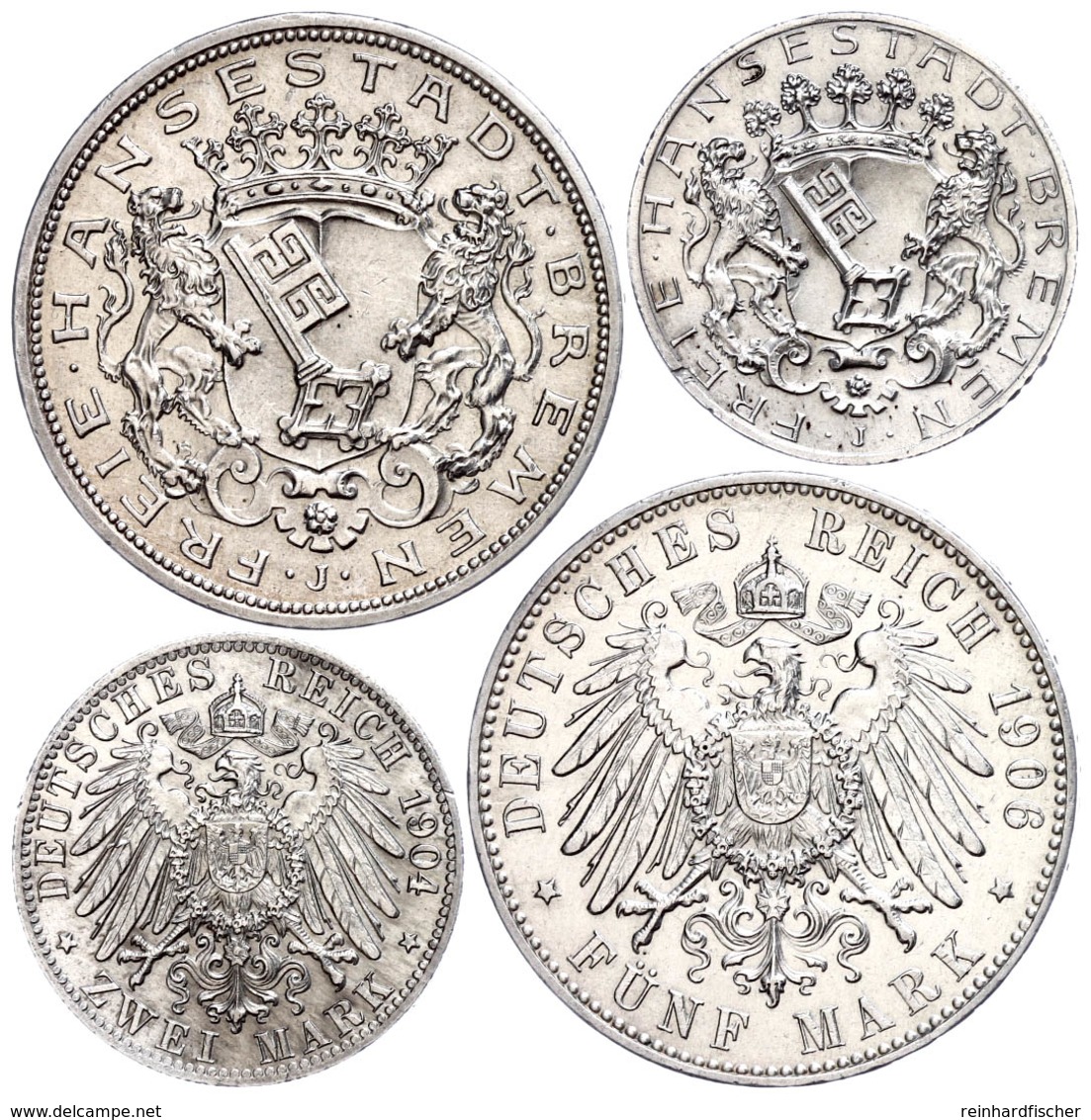 2 Und 5 Mark, 1904 Und 1906, Vz Bzw. F. Vz., Katalog: J. 59/60 - Bremen