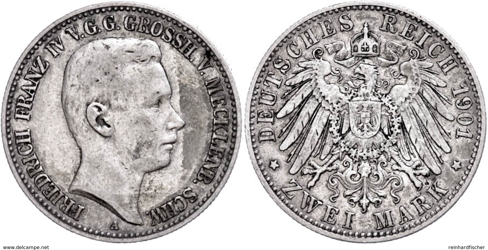 2 Mark, 1901, Friedrich Franz IV., Ss., Katalog: J. 85 Ss - Mecklenburg-Schwerin