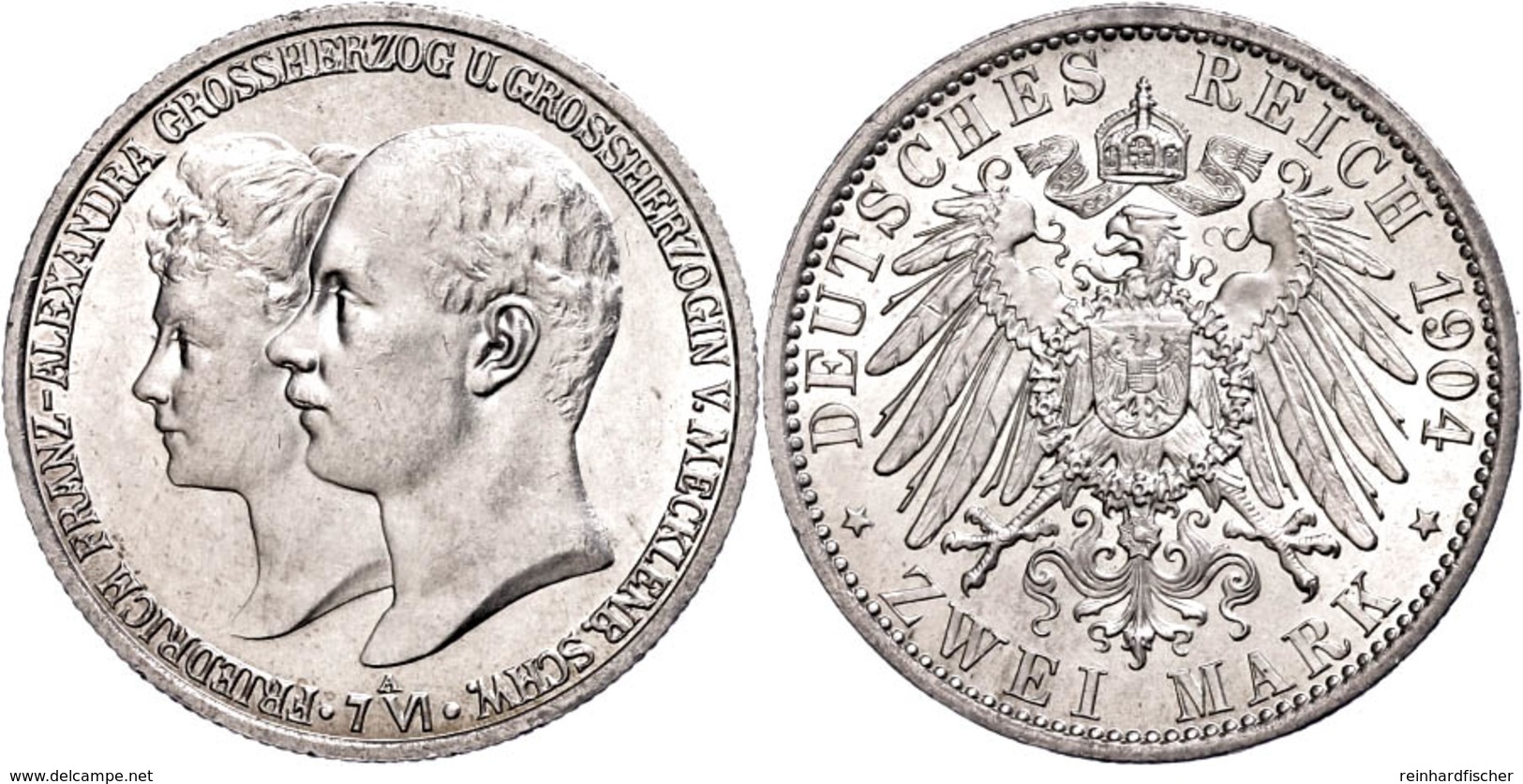 5 Mark, 1904, Friedrich Franz IV., Auf Die Vermählung, Avers Vz-st, Revers St., Katalog: J. 86 - Mecklenburg-Schwerin