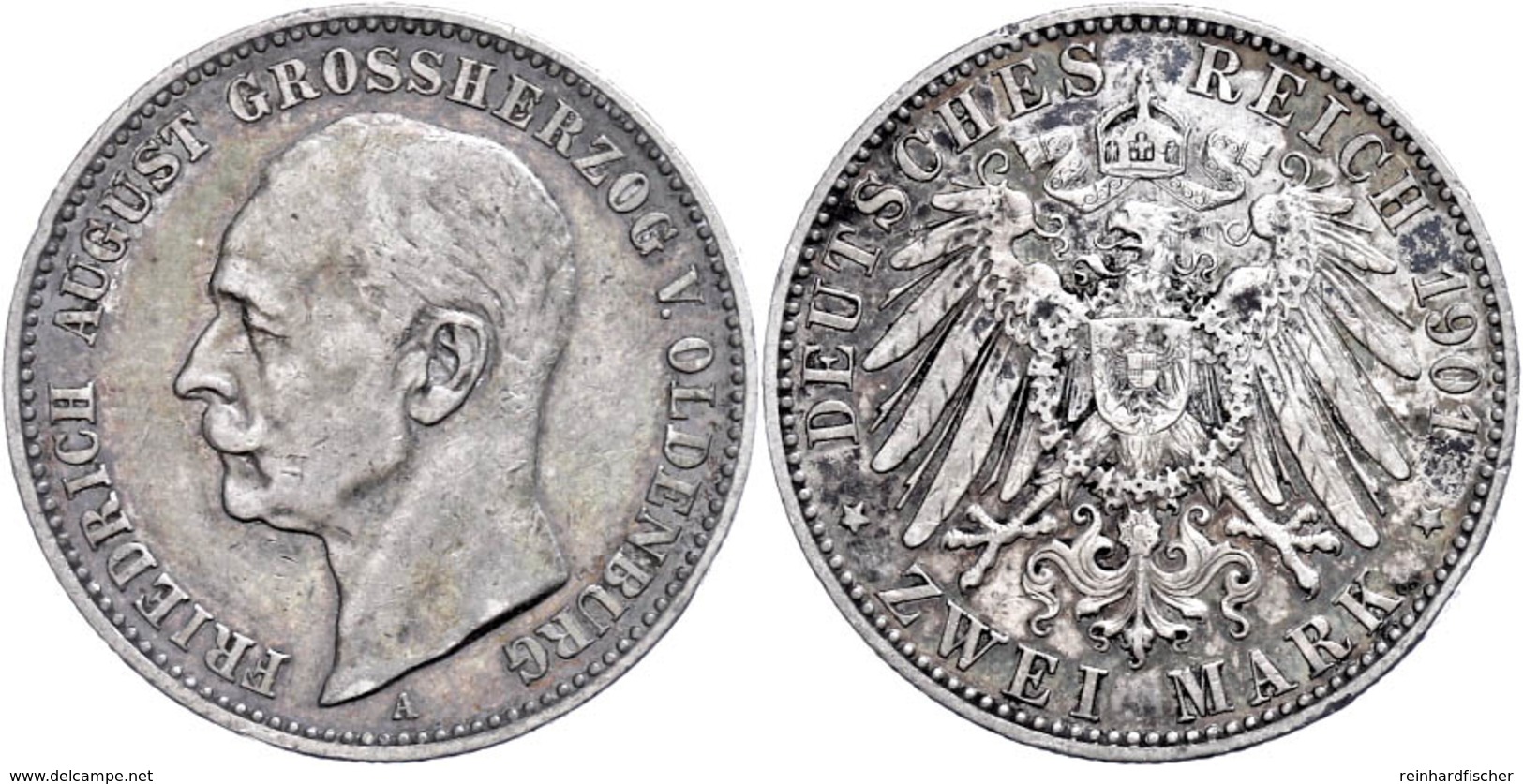 2 Mark, 1901, Friedrich August, Kl. Rf., Ss., Katalog: J. 94 Ss - Other & Unclassified