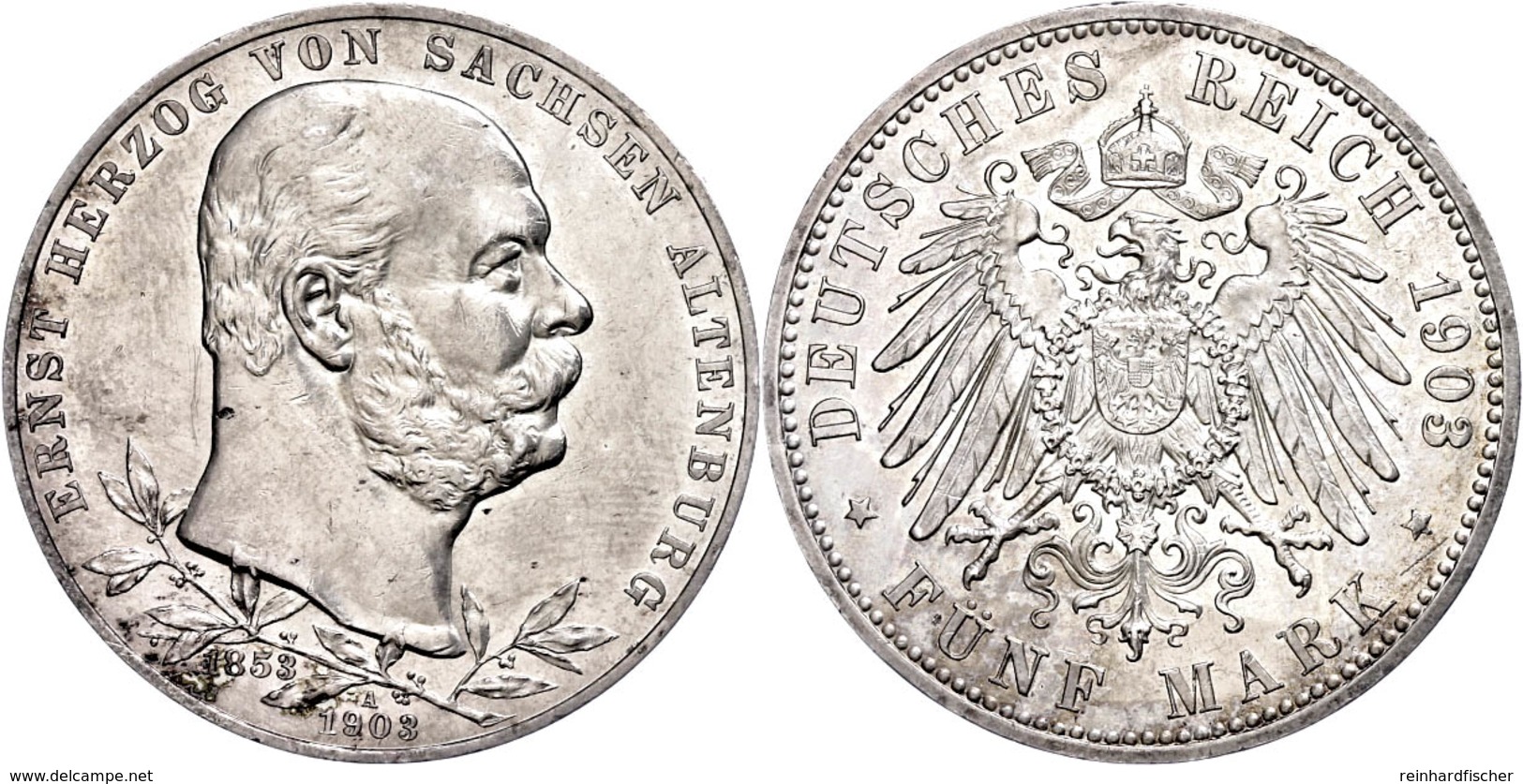 5 Mark, 1903, Ernst I., Zum 50jährigen Regierungsjubiläum, Kl. Rf., Kratzer Auf Dem Avers, Ss-vz., Katalog: J. 144 Ss-vz - Other & Unclassified