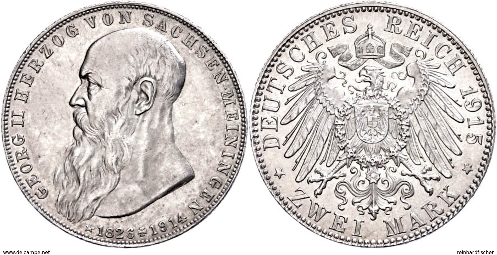 2 Mark, 1915, Georg II., Auf Seinen Tod, Vz., Katalog: J. 154 Vz - Other & Unclassified