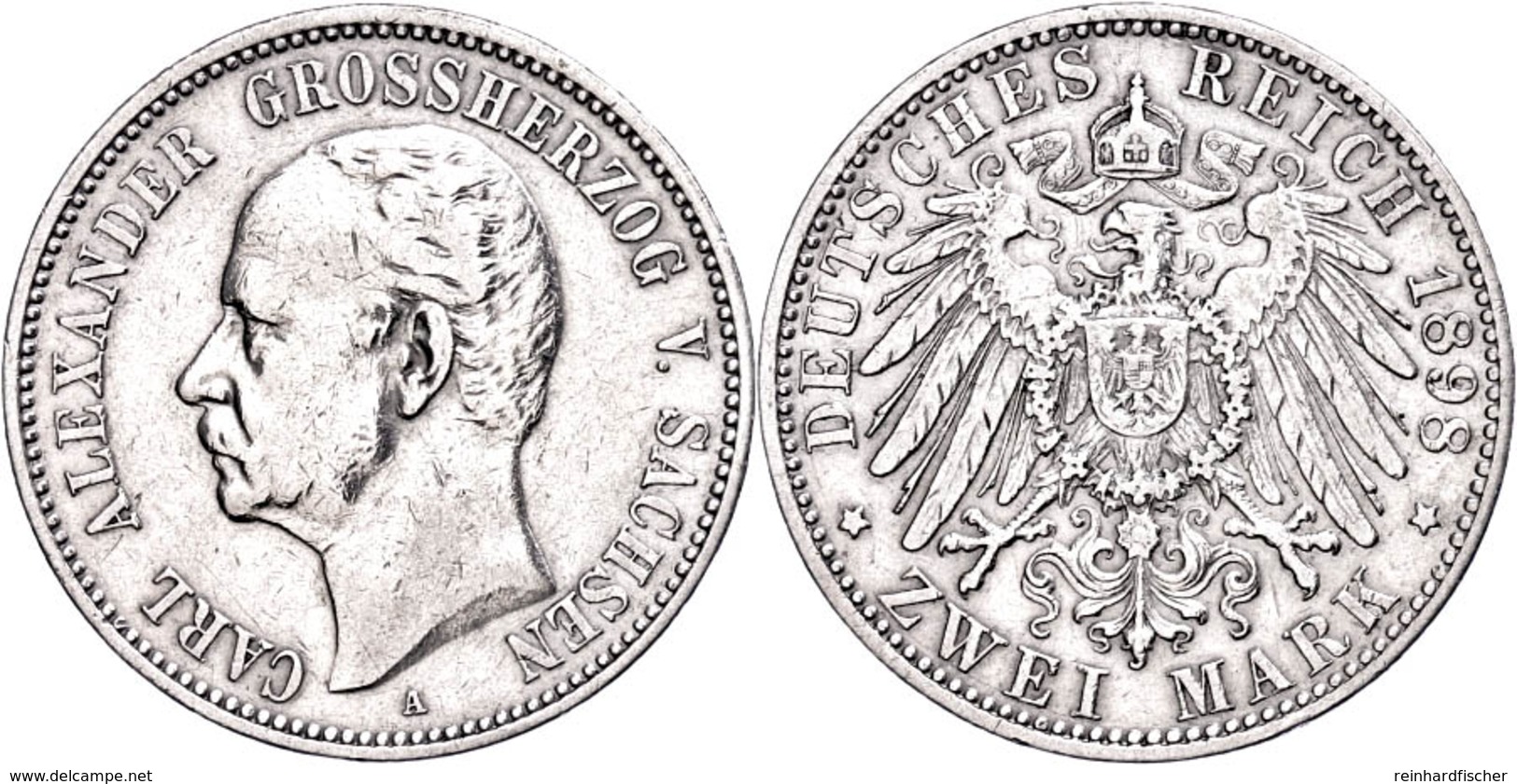 2 Mark, 1898, Carl Alexander, Wz. Rf., Ss., Katalog: J. 156 Ss - Other & Unclassified