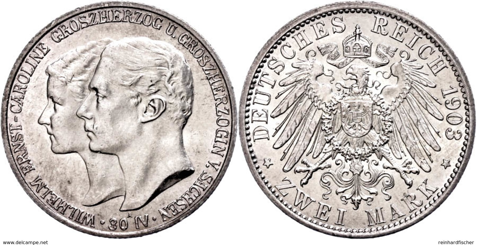 2 Mark, 1903, Wilhelm Ernst, Auf Die Vermählung, Vz., Katalog: J. 158 Vz - Other & Unclassified